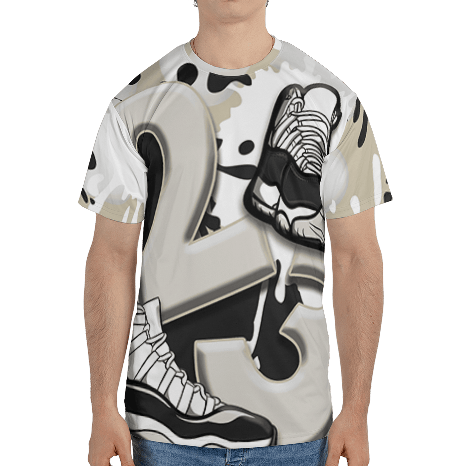 Gratitude 11s T Shirt Match Number 23 Paint White Monochrome Ball 3D All-Over Print - NastyJamz