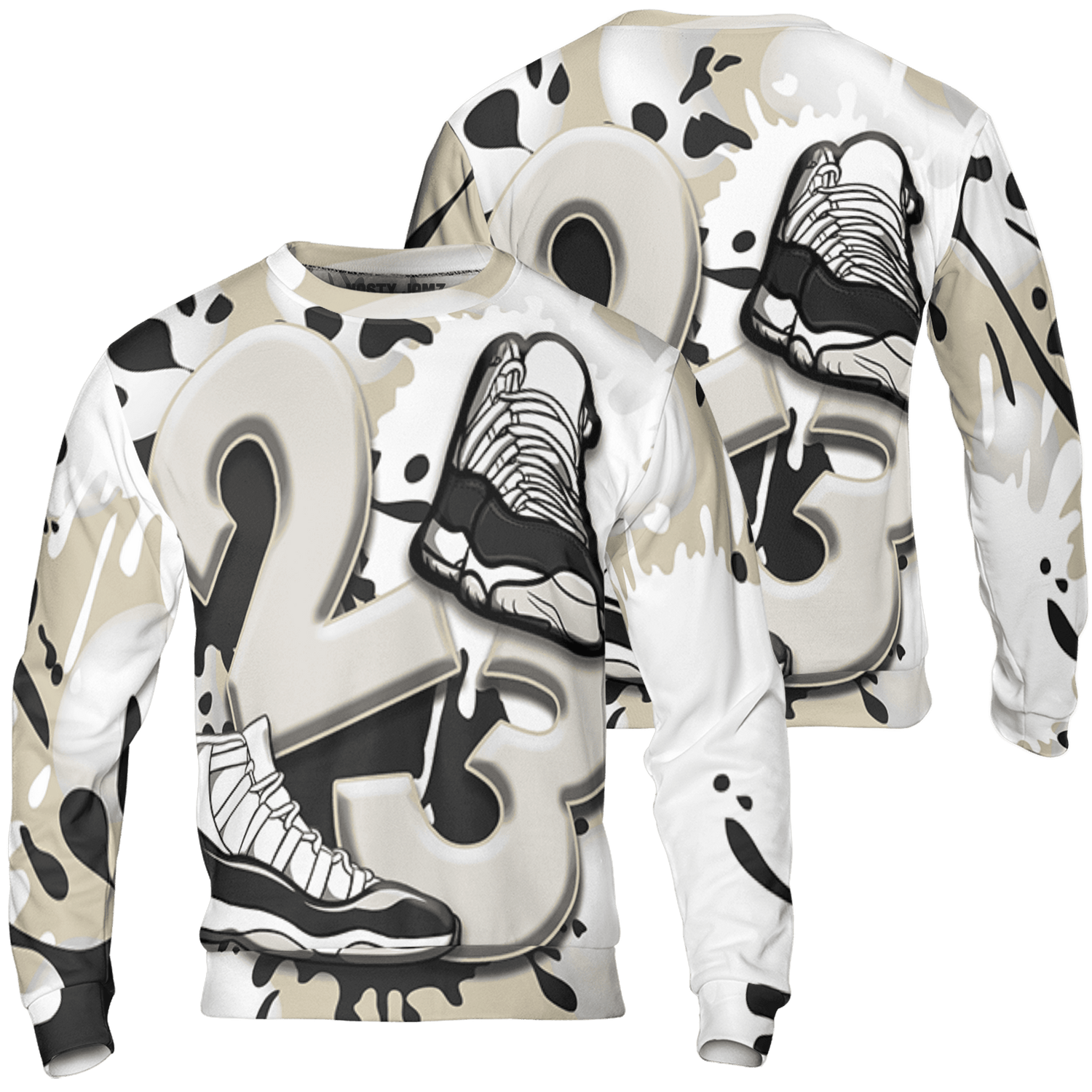 Gratitude 11s Sweatshirt Match Number 23 Paint White Monochrome Ball 3D All-Over Print - NastyJamz