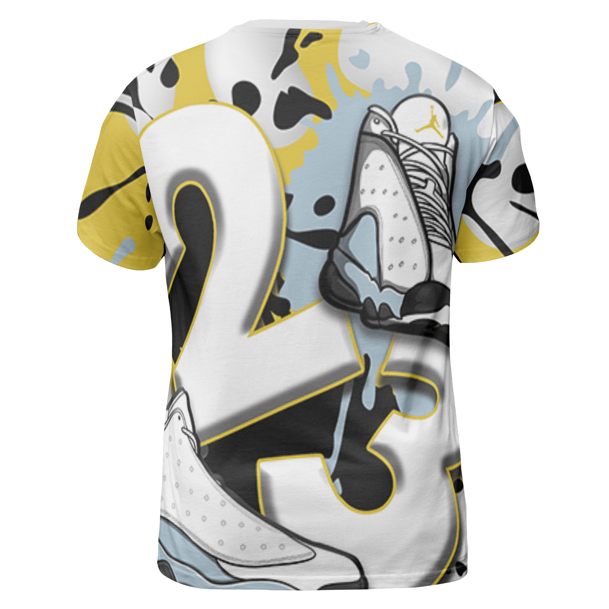 Blue Grey 13s T Shirt Match Number 23 Paint White Monochrome Ball 3D All-Over Print - NastyJamz