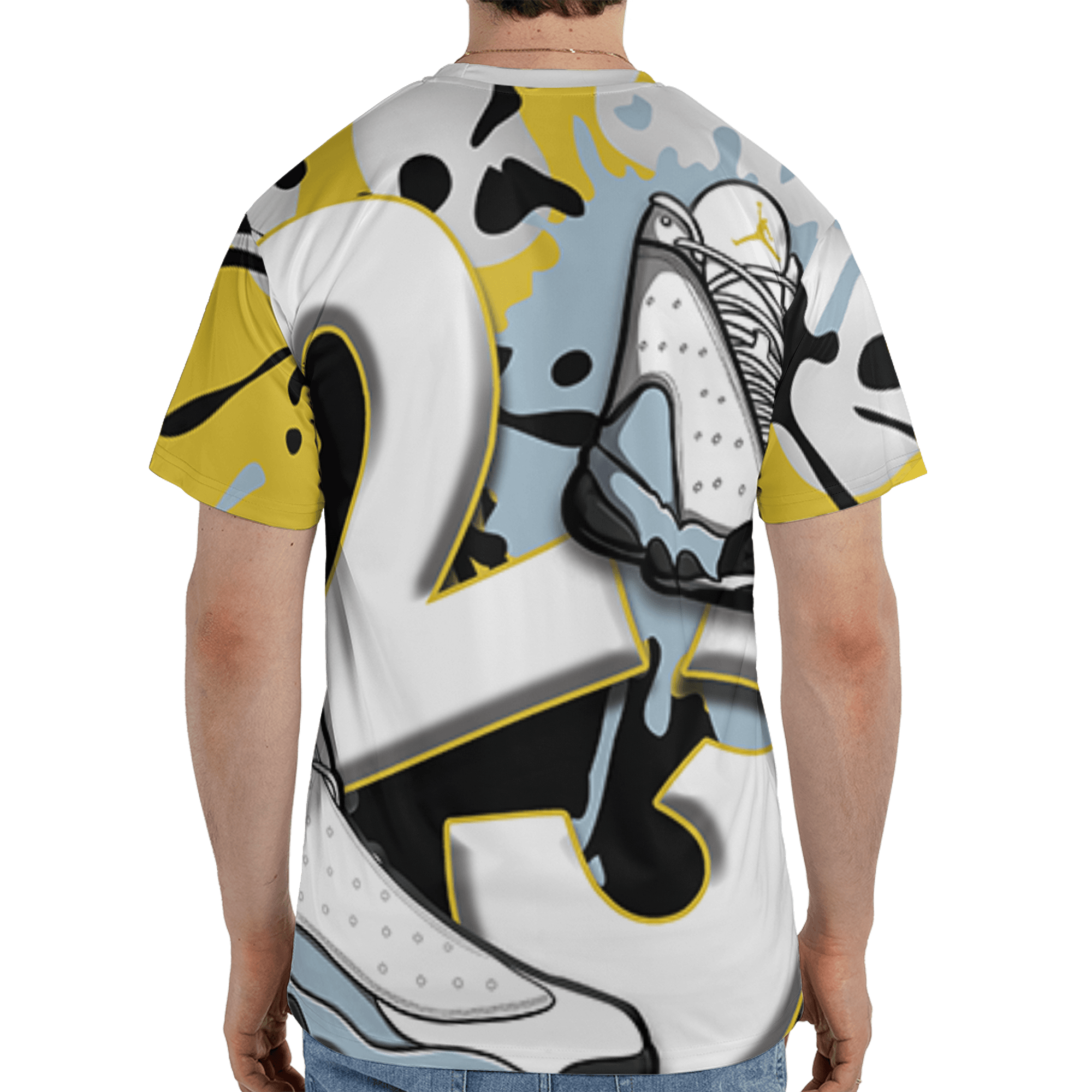 Blue Grey 13s T Shirt Match Number 23 Paint White Monochrome Ball 3D All-Over Print - NastyJamz