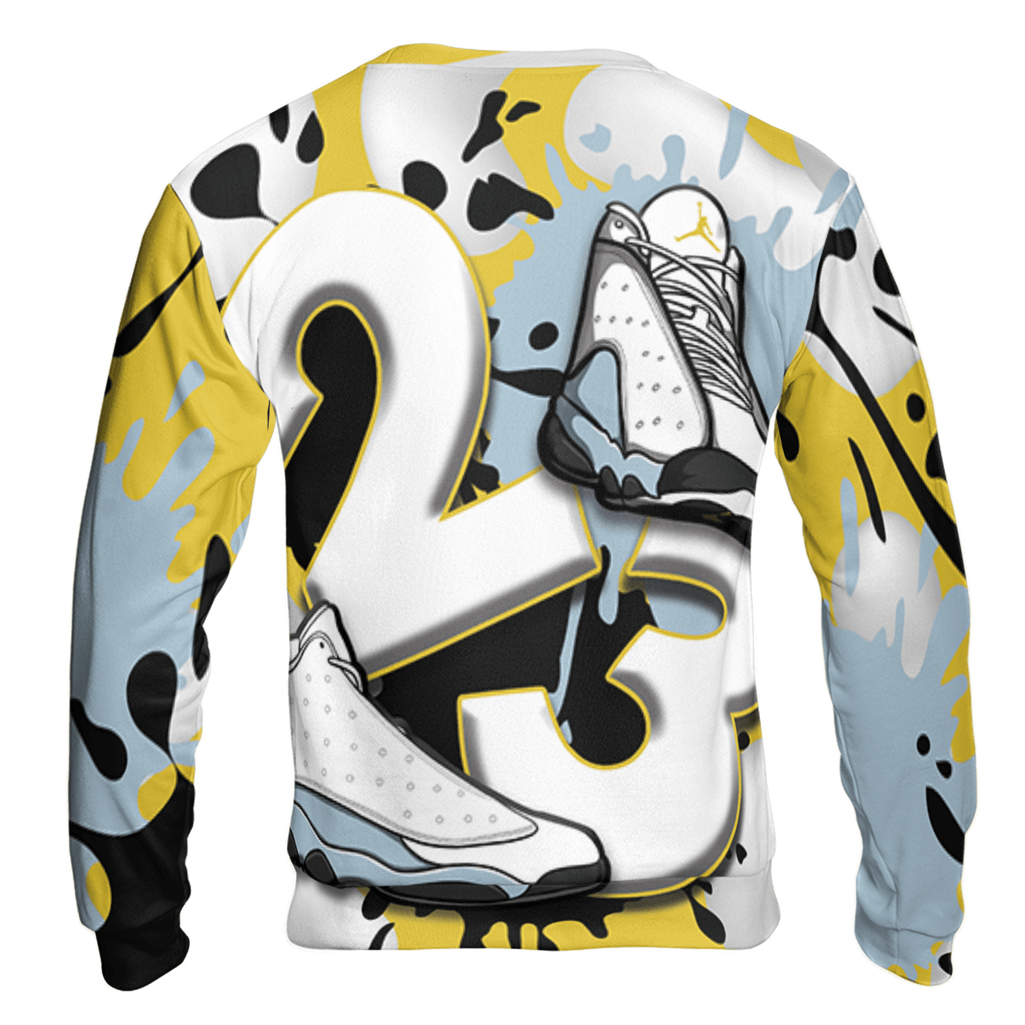 Blue Grey 13s Sweatshirt Match Number 23 Paint White Monochrome Ball 3D All-Over Print - NastyJamz