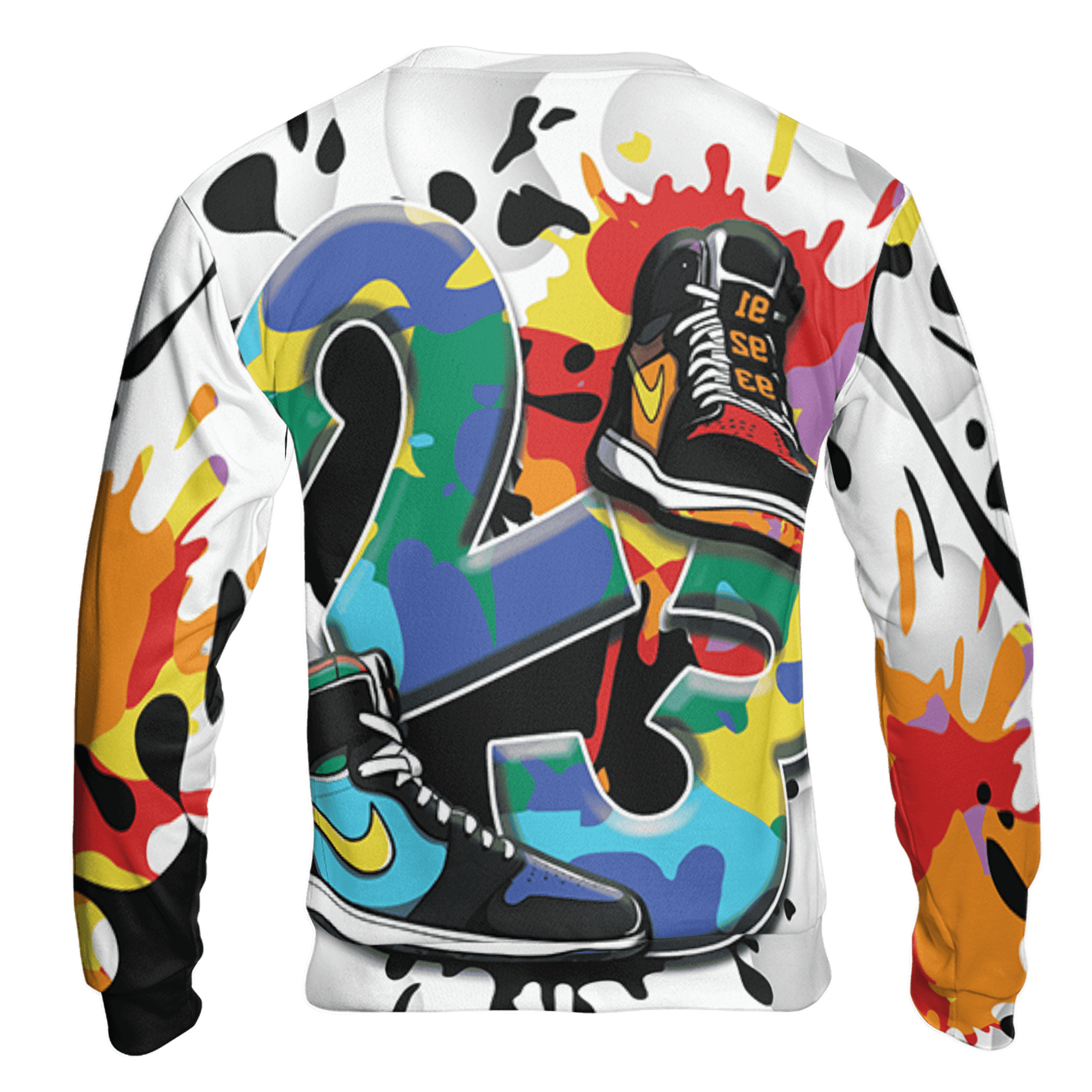 Mid GS Six Championships 1s Sweatshirt Match Number 23 Paint White Monochrome Ball 3D All-Over Print - NastyJamz