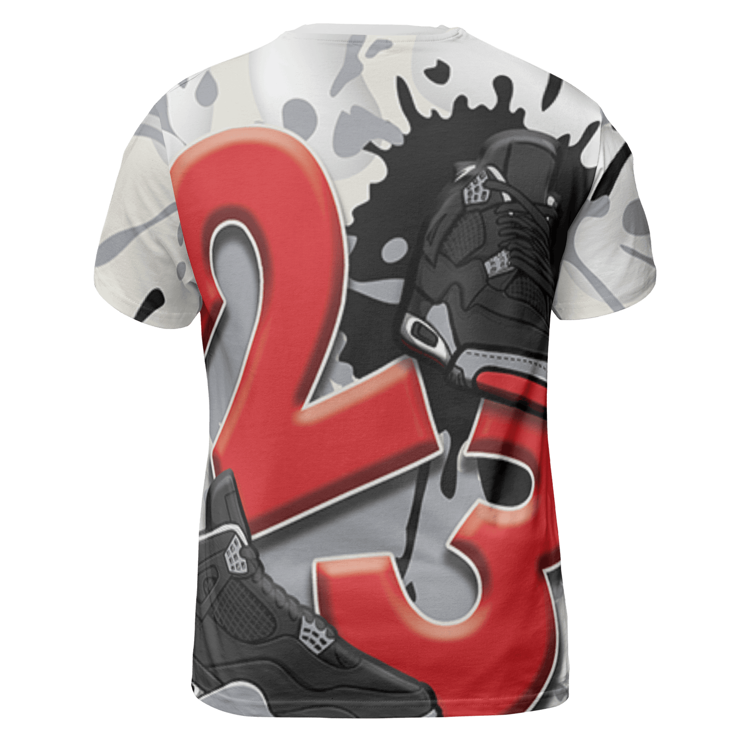 Bred Reimagined 4s T Shirt Match Number 23 Paint White Monochrome Ball 3D All-Over Print - NastyJamz