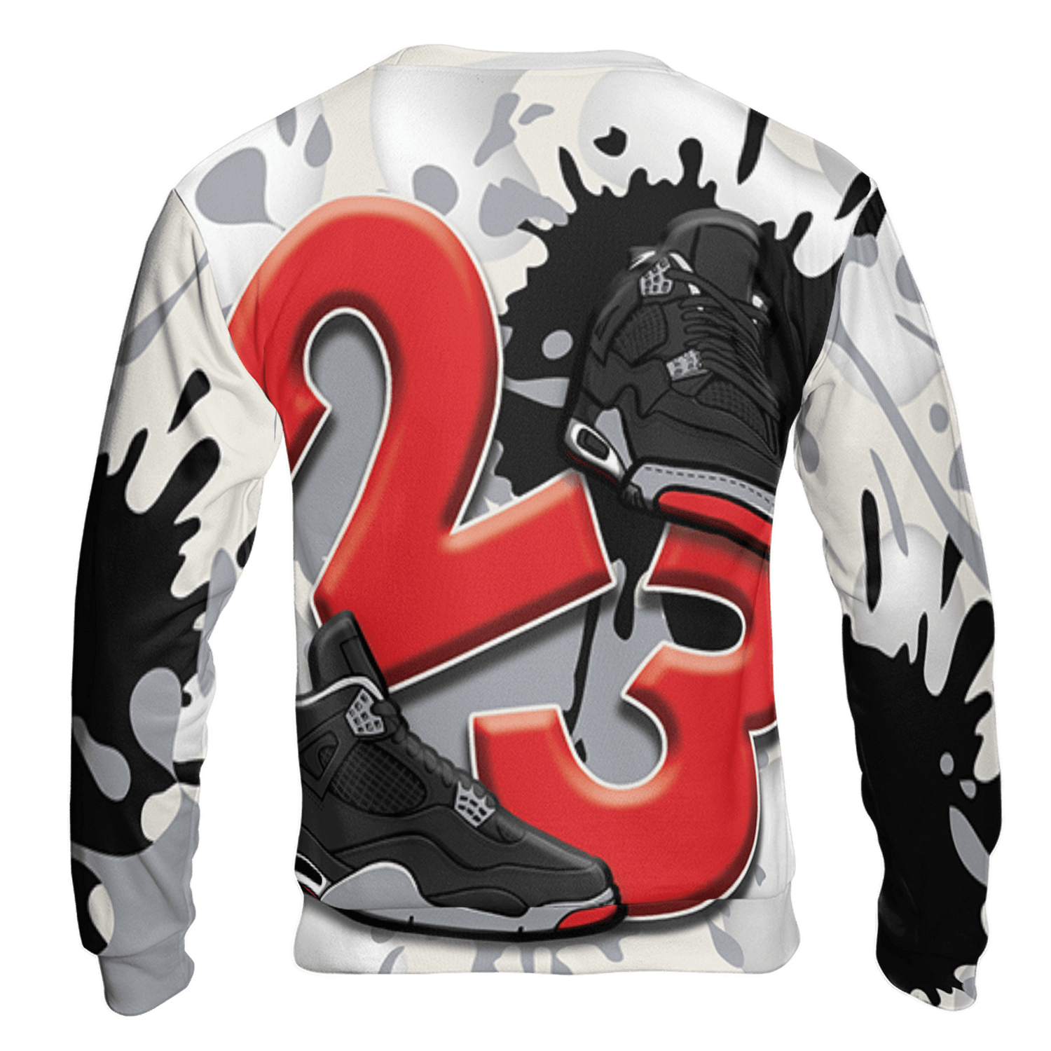 Bred Reimagined 4s Sweatshirt Match Number 23 Paint White Monochrome Ball 3D All-Over Print - NastyJamz