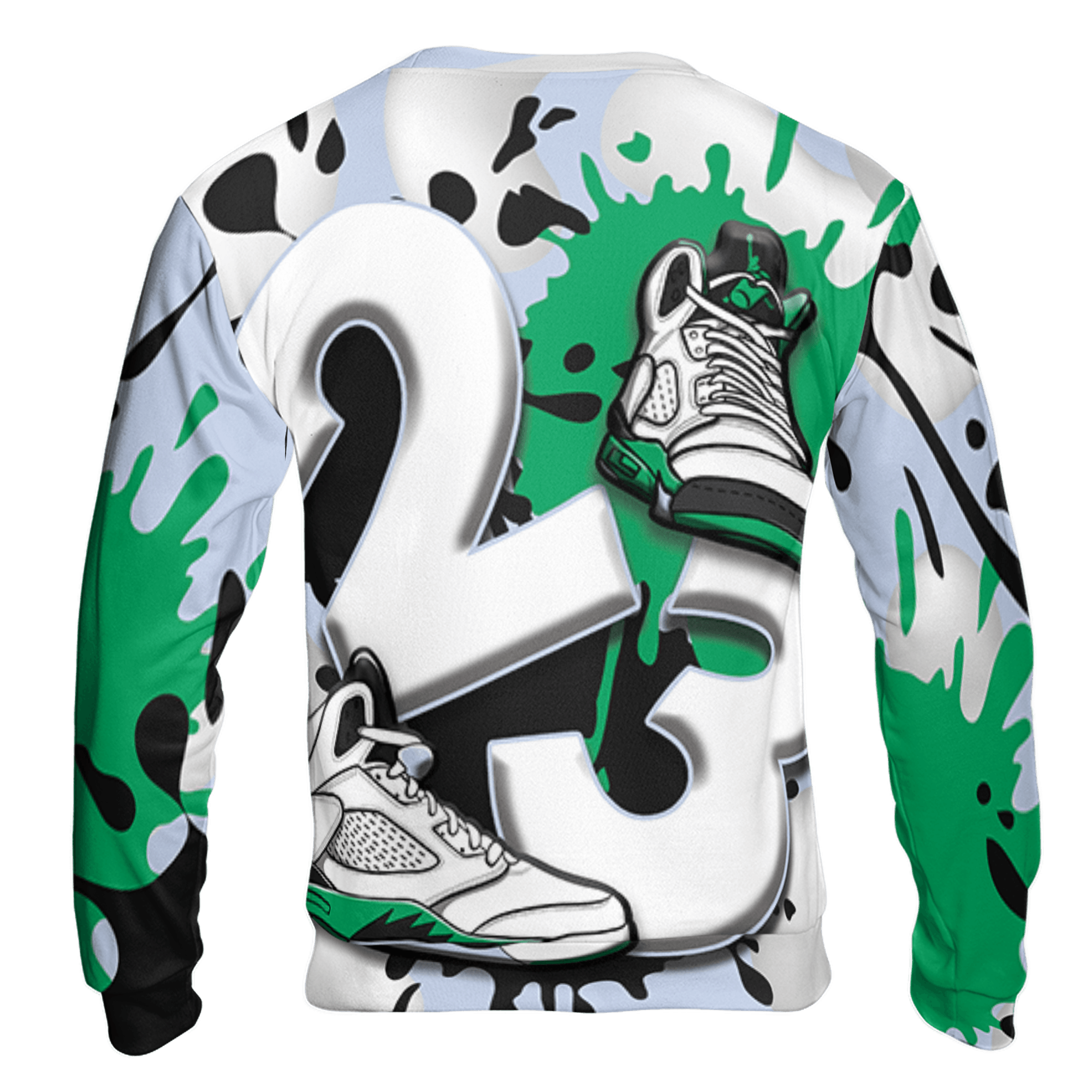 Lucky Green 5s Sweatshirt Match Number 23 Paint White Monochrome Ball 3D All-Over Print - NastyJamz