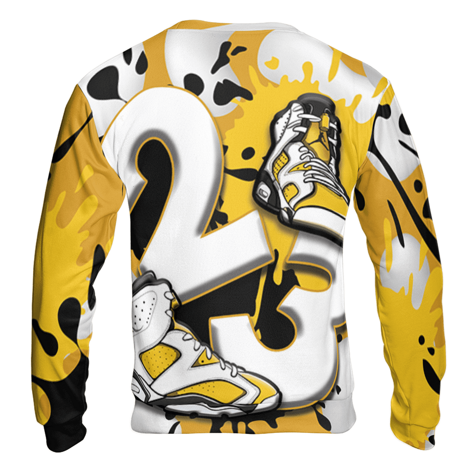 Yellow Ochre 6s Sweatshirt Match Number 23 Paint White Monochrome Ball 3D All-Over Print - NastyJamz