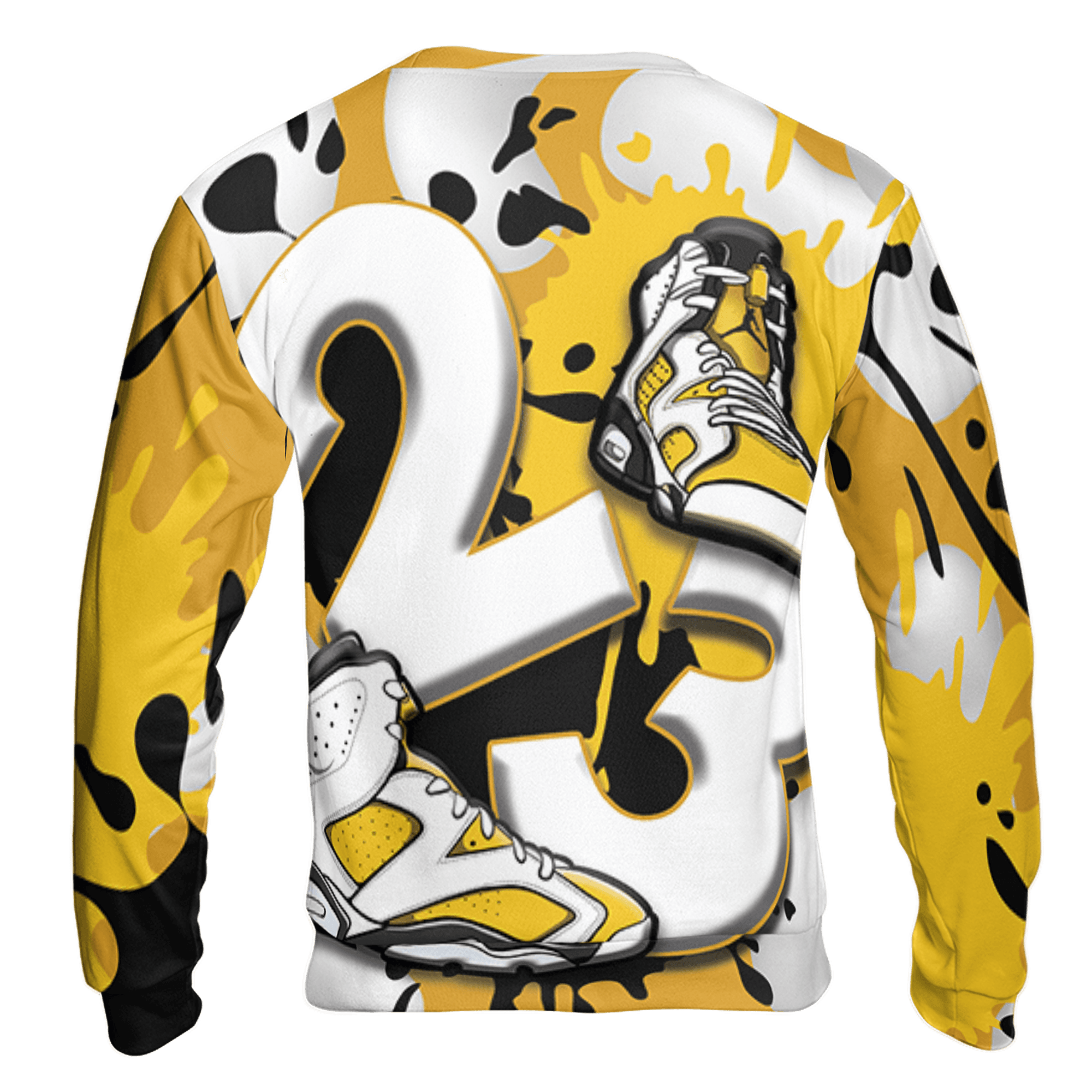 Yellow Ochre 6s Sweatshirt Match Number 23 Paint White Monochrome Ball 3D All-Over Print - NastyJamz