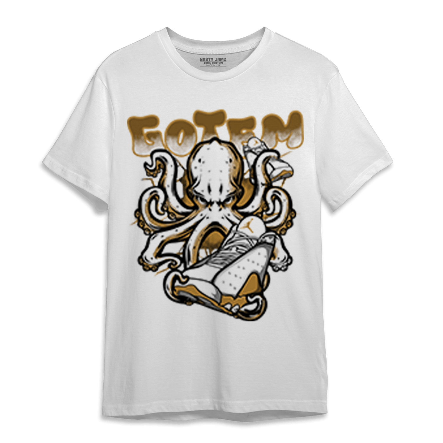 Wheat 13s T Shirt Match Octopus Got Em - NastyJamz