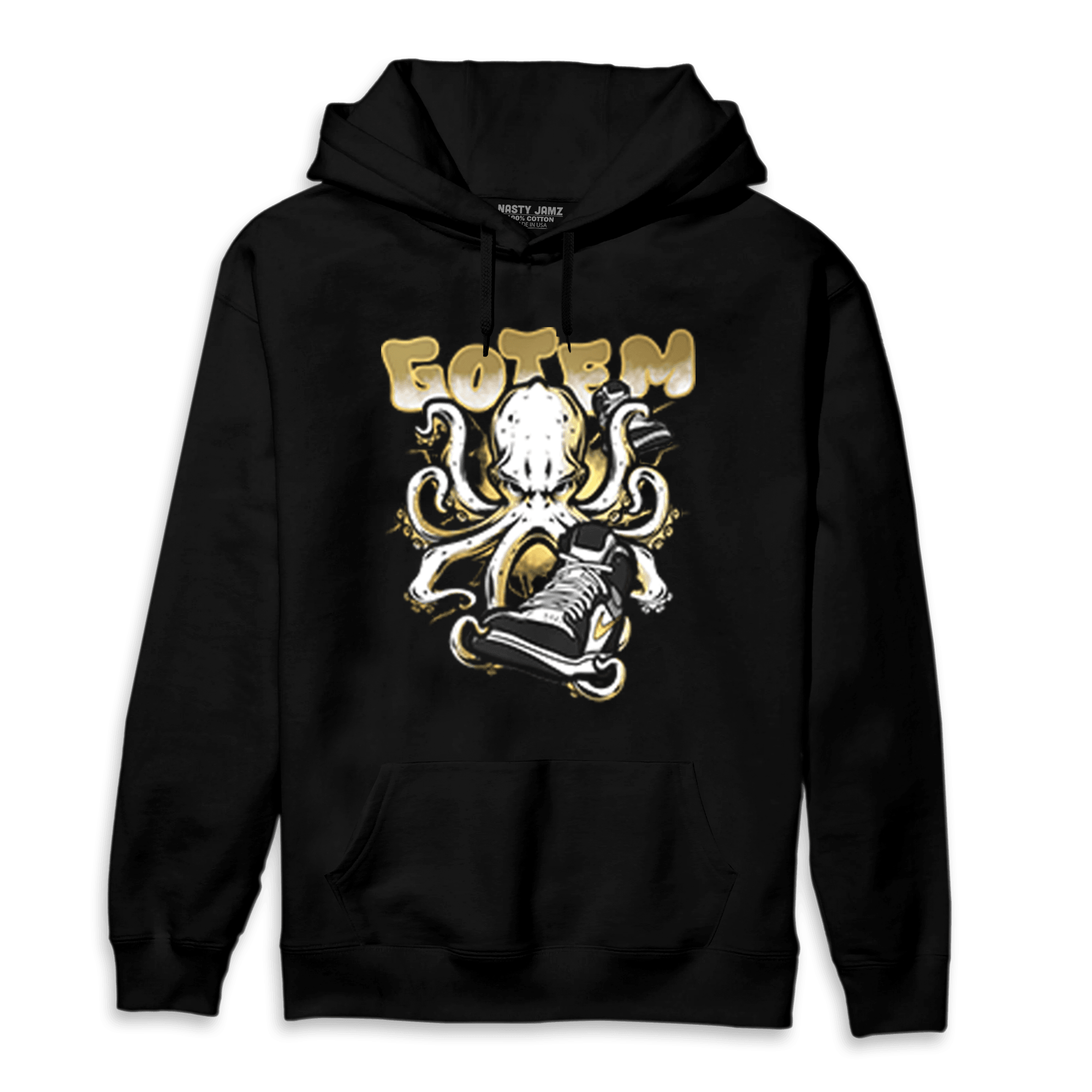Mid SE Black Gold 1s Hoodie Match Octopus Got Em - NastyJamz