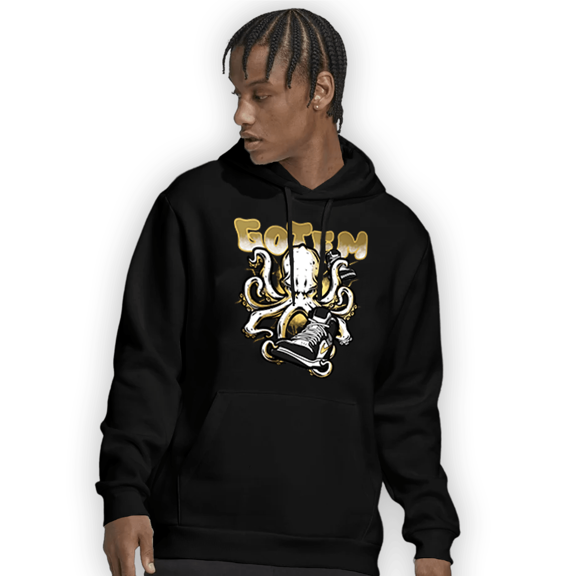 Mid SE Black Gold 1s Hoodie Match Octopus Got Em - NastyJamz