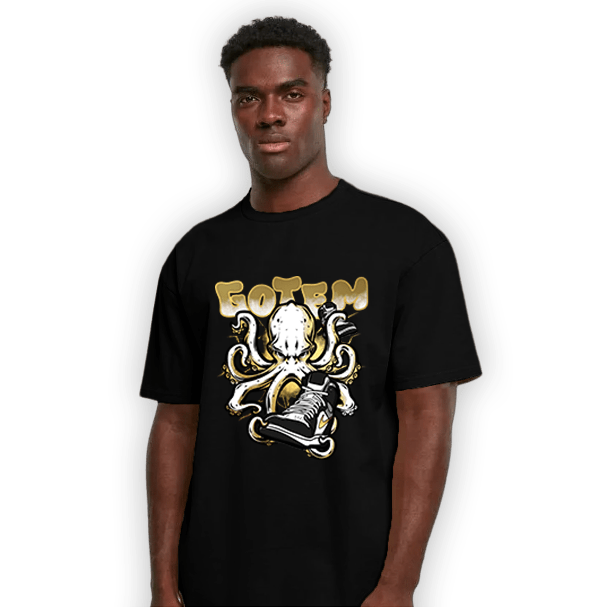 Mid SE Black Gold 1s T Shirt Match Octopus Got Em - NastyJamz