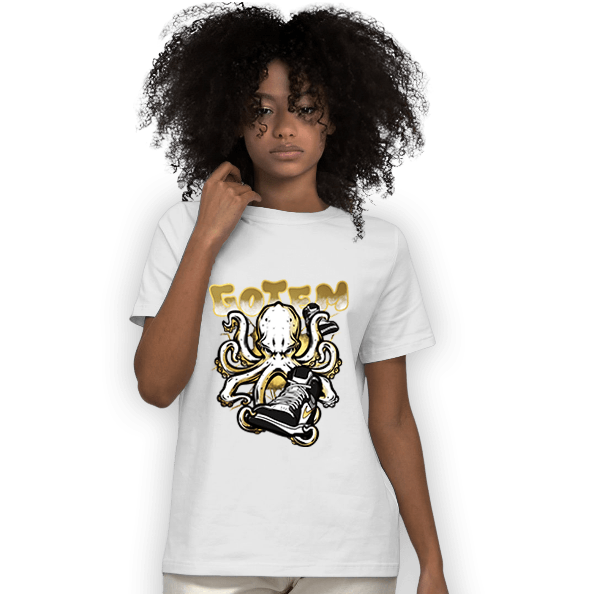 Mid SE Black Gold 1s T Shirt Match Octopus Got Em - NastyJamz