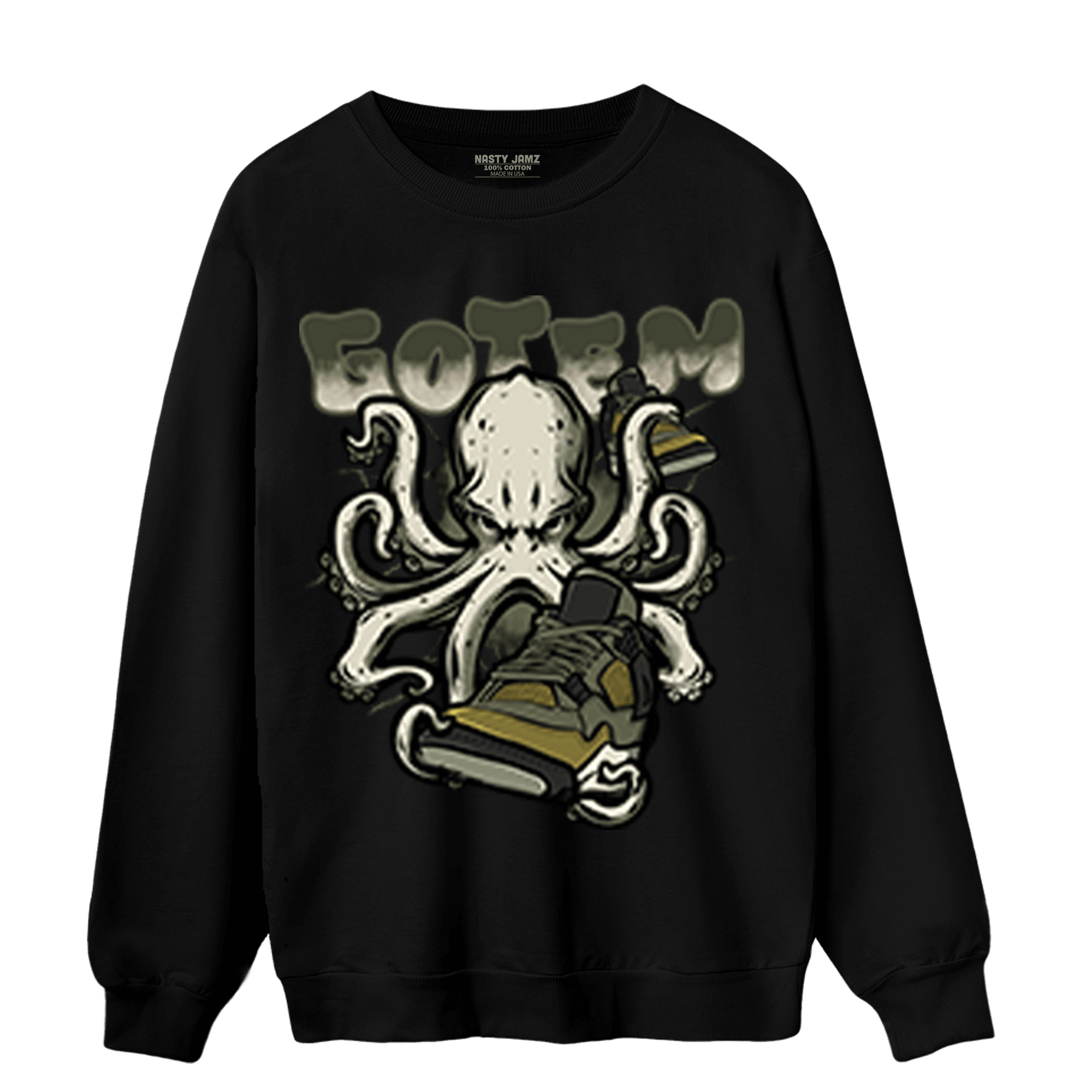 SE Craft Medium Olive 4s Sweatshirt Match Octopus Got Em - NastyJamz