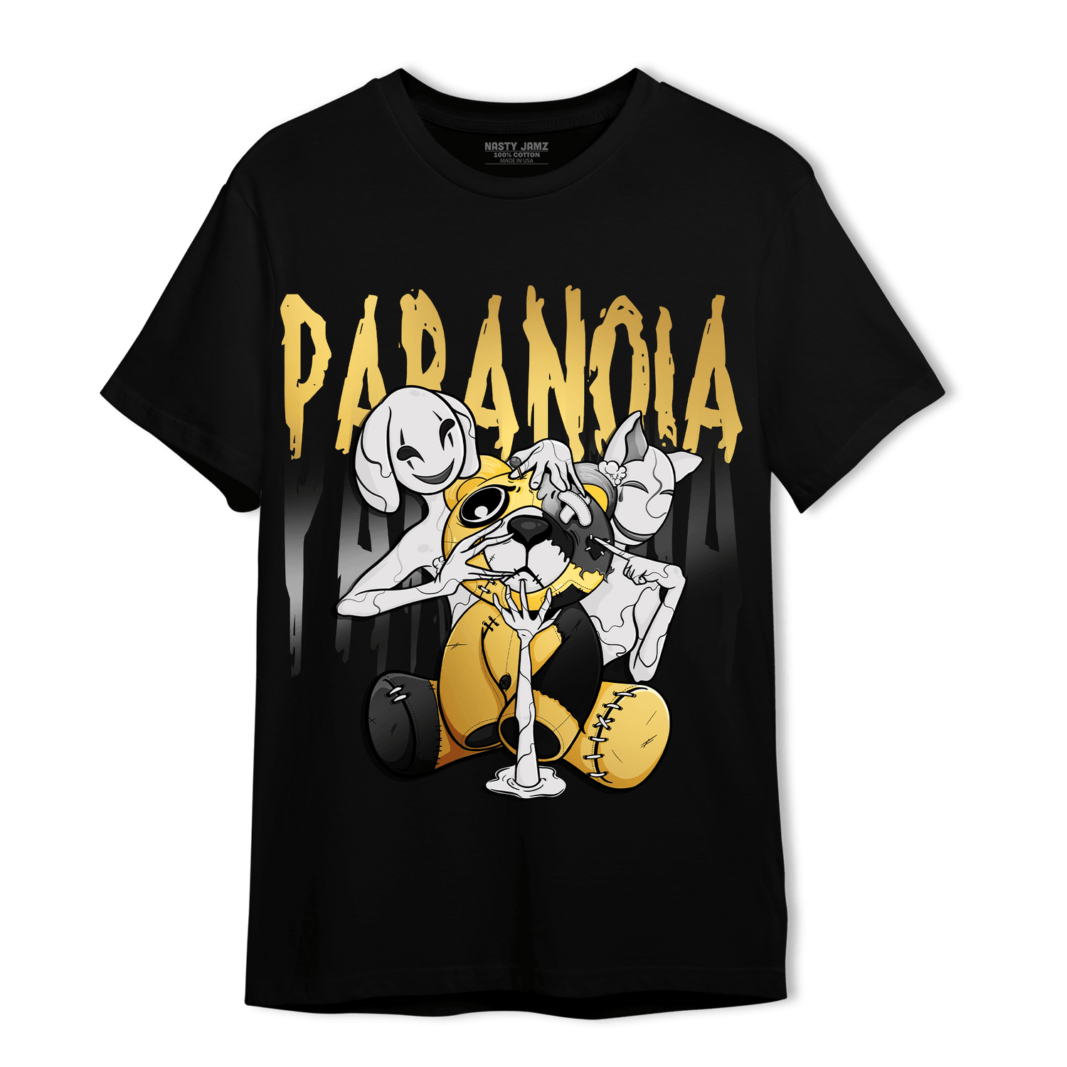 Mid SE Black Gold 1s T Shirt Match Paranoia BER - NastyJamz