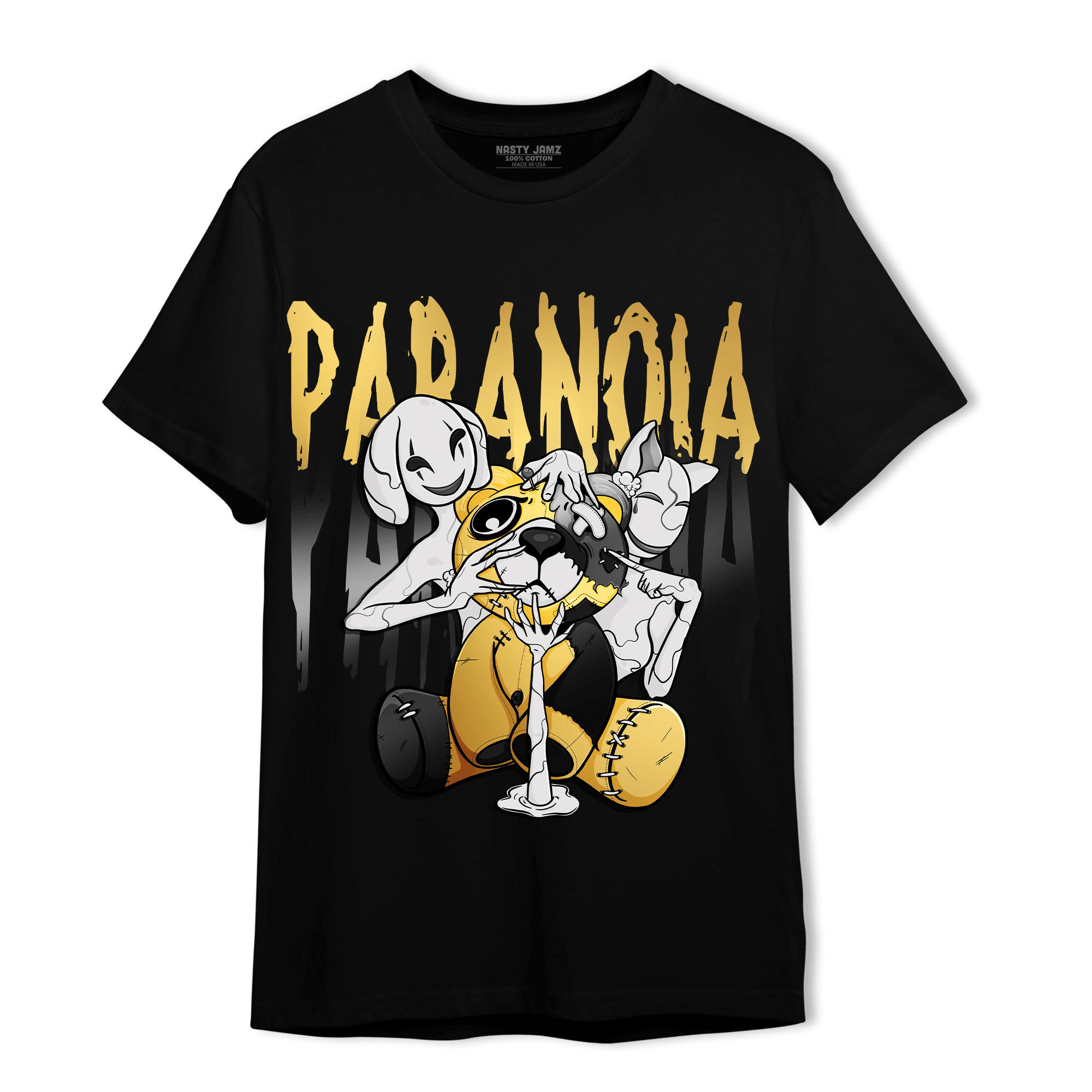 Mid SE Black Gold 1s T Shirt Match Paranoia BER - NastyJamz