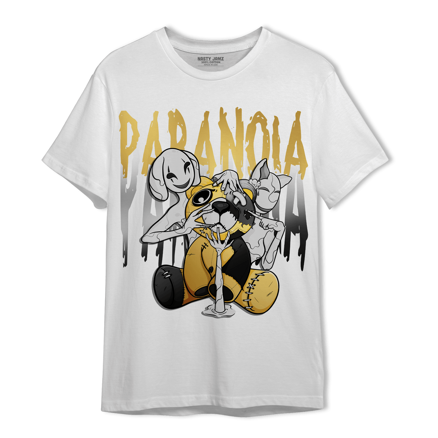 Mid SE Black Gold 1s T Shirt Match Paranoia BER - NastyJamz