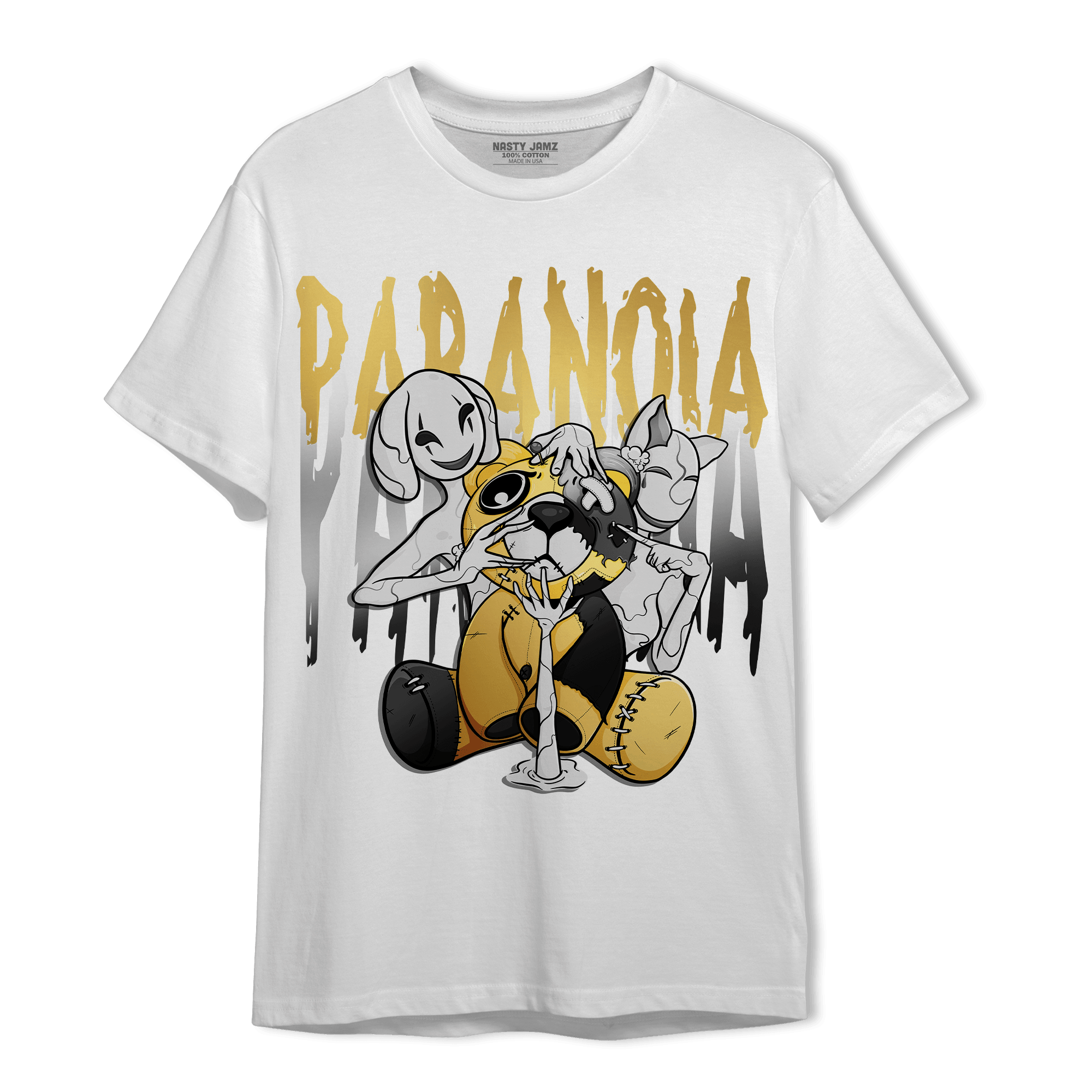 Mid SE Black Gold 1s T Shirt Match Paranoia BER - NastyJamz