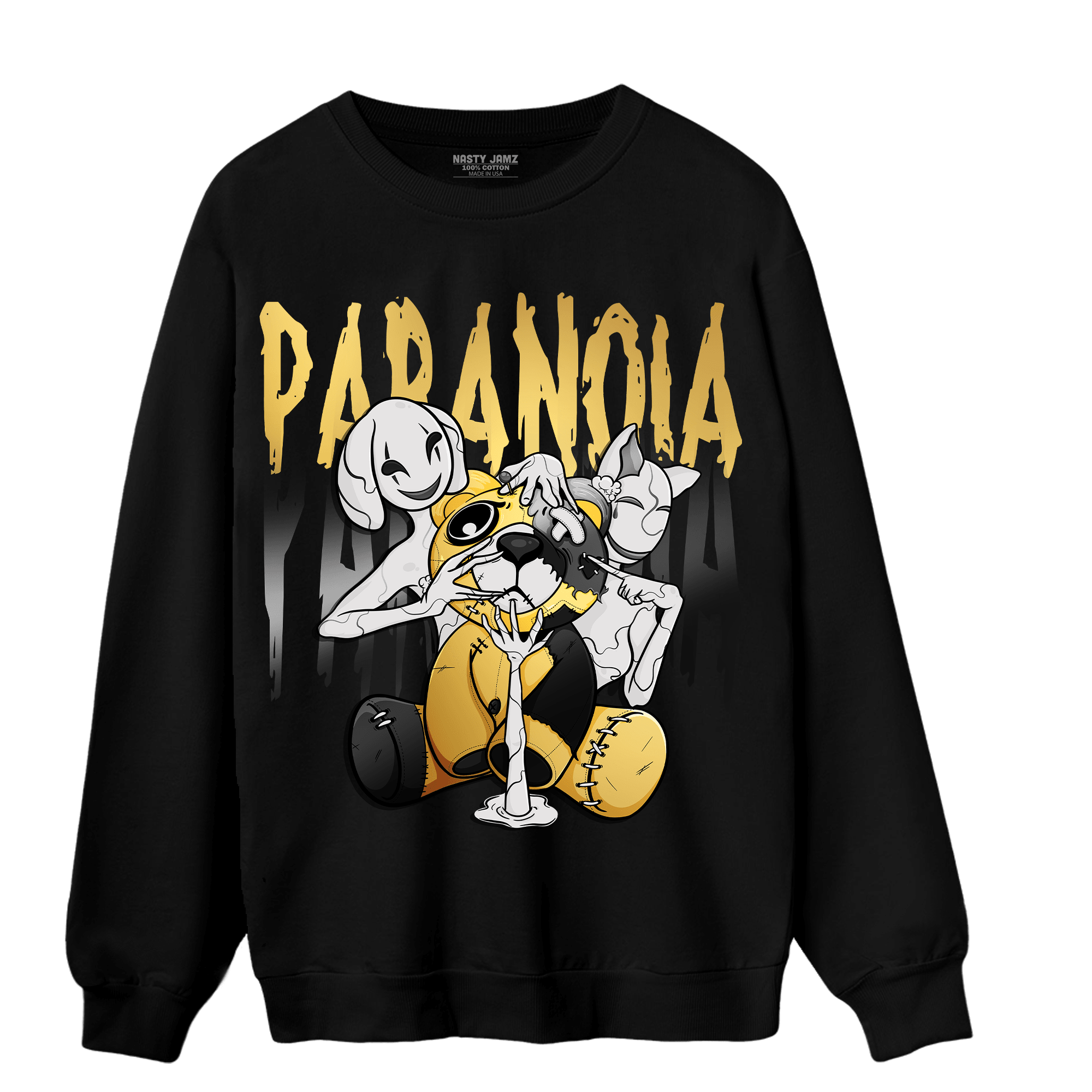 Mid SE Black Gold 1s Sweatshirt Match Paranoia BER - NastyJamz
