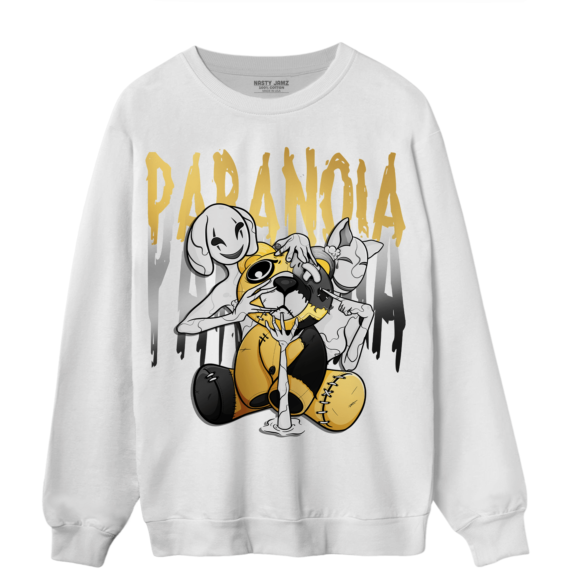 Mid SE Black Gold 1s Sweatshirt Match Paranoia BER - NastyJamz