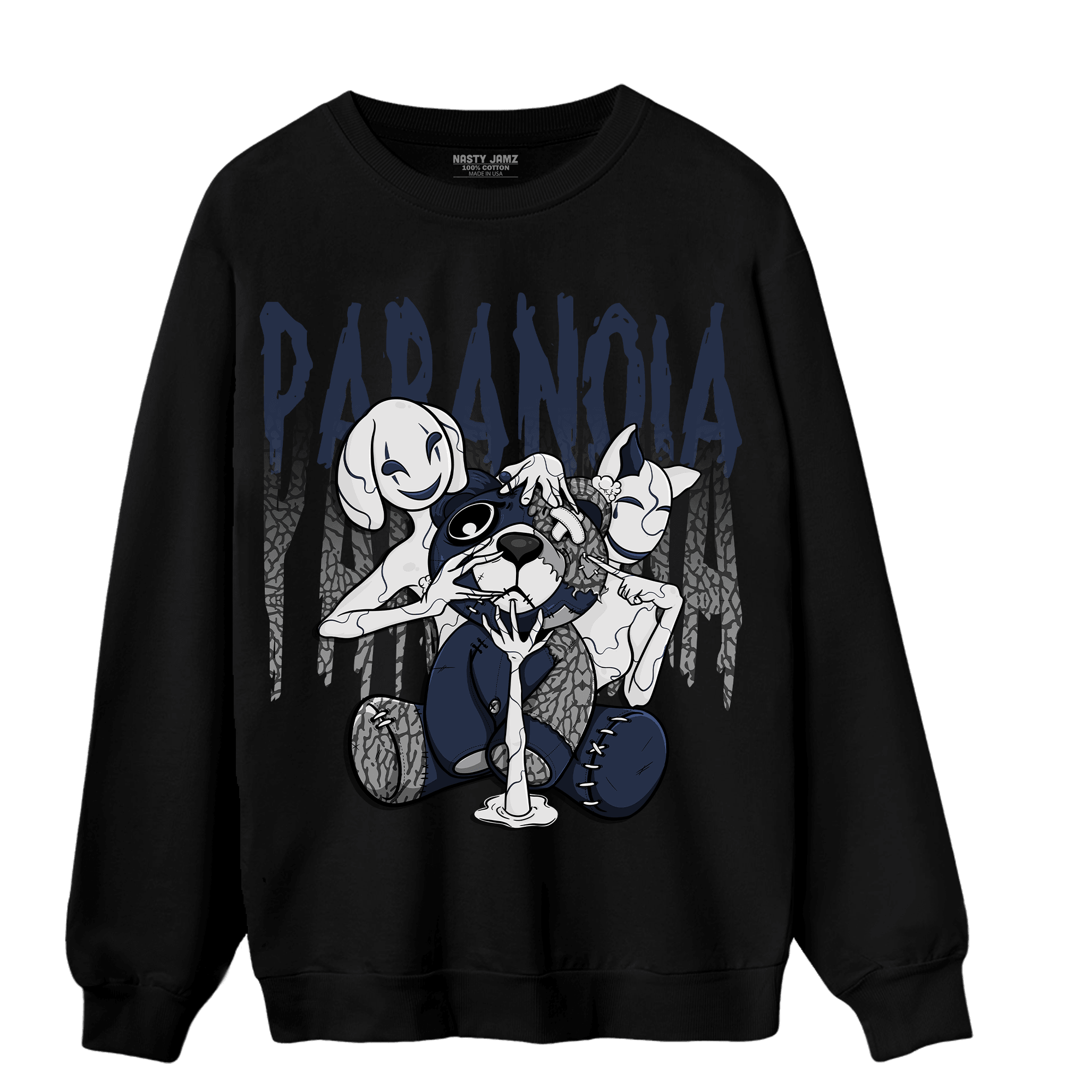 White Navy 3s Sweatshirt Match Paranoia BER - NastyJamz