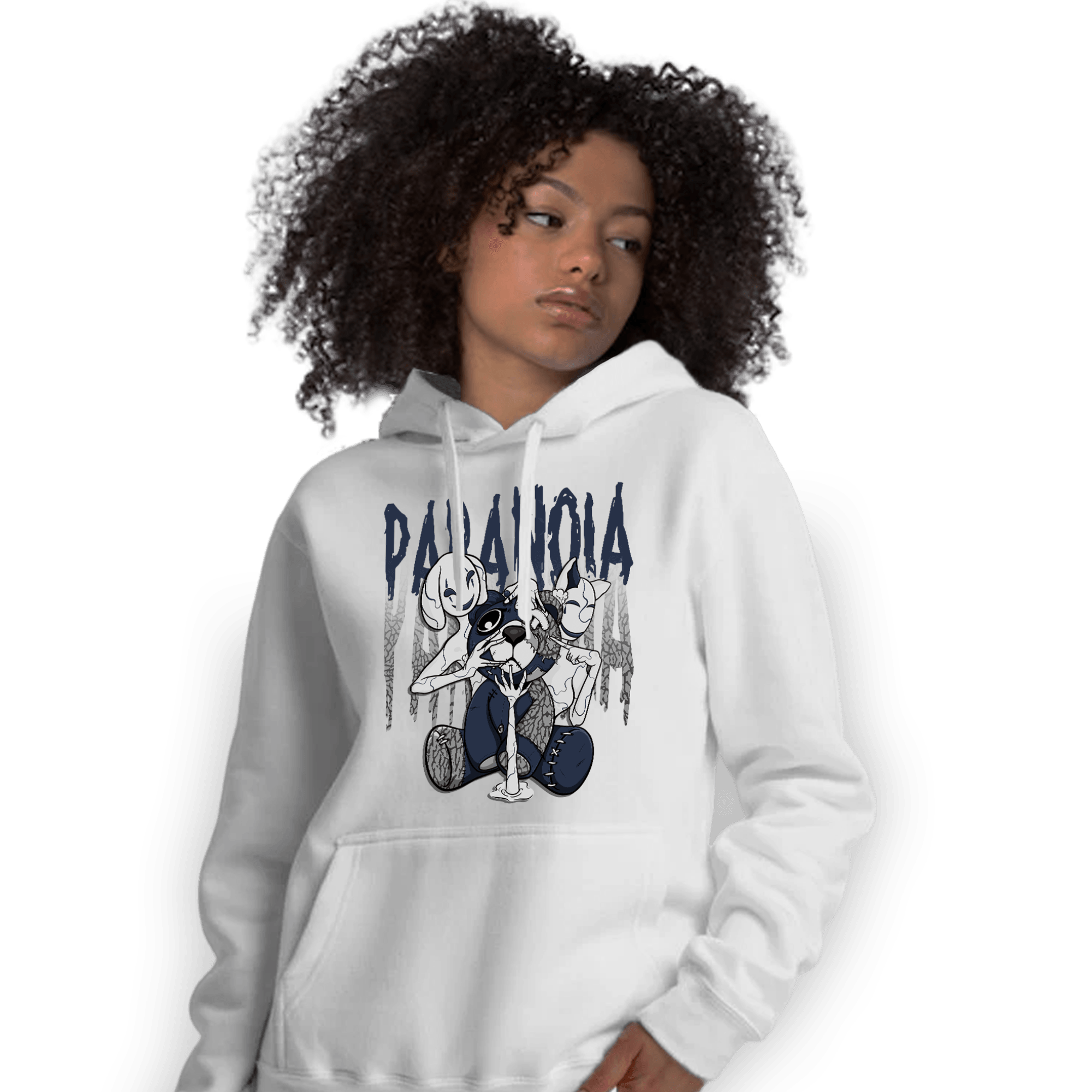 White Navy 3s Hoodie Match Paranoia BER - NastyJamz