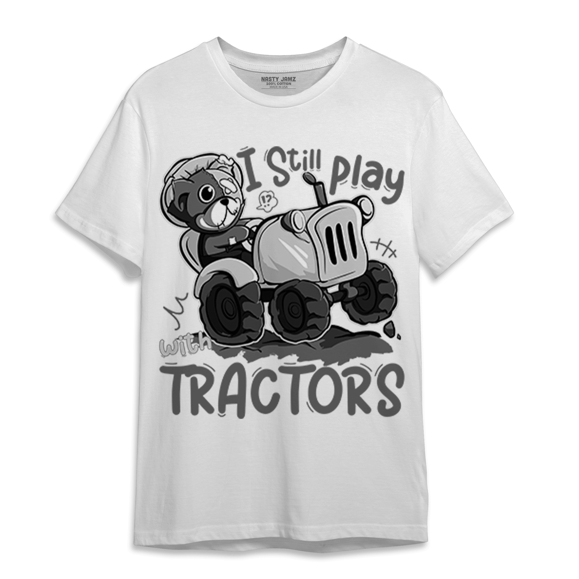 Retro High OG Black White 1s T Shirt Match Play With Tractors BER - NastyJamz