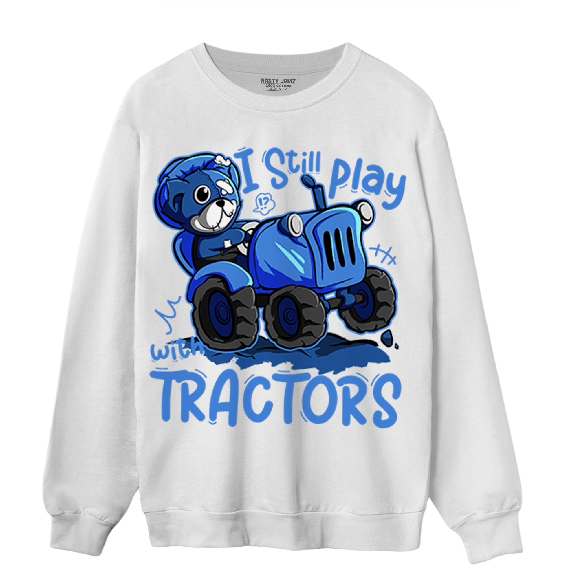 University Blue Toe 1s Sweatshirt Match Play With Tractors BER - NastyJamz