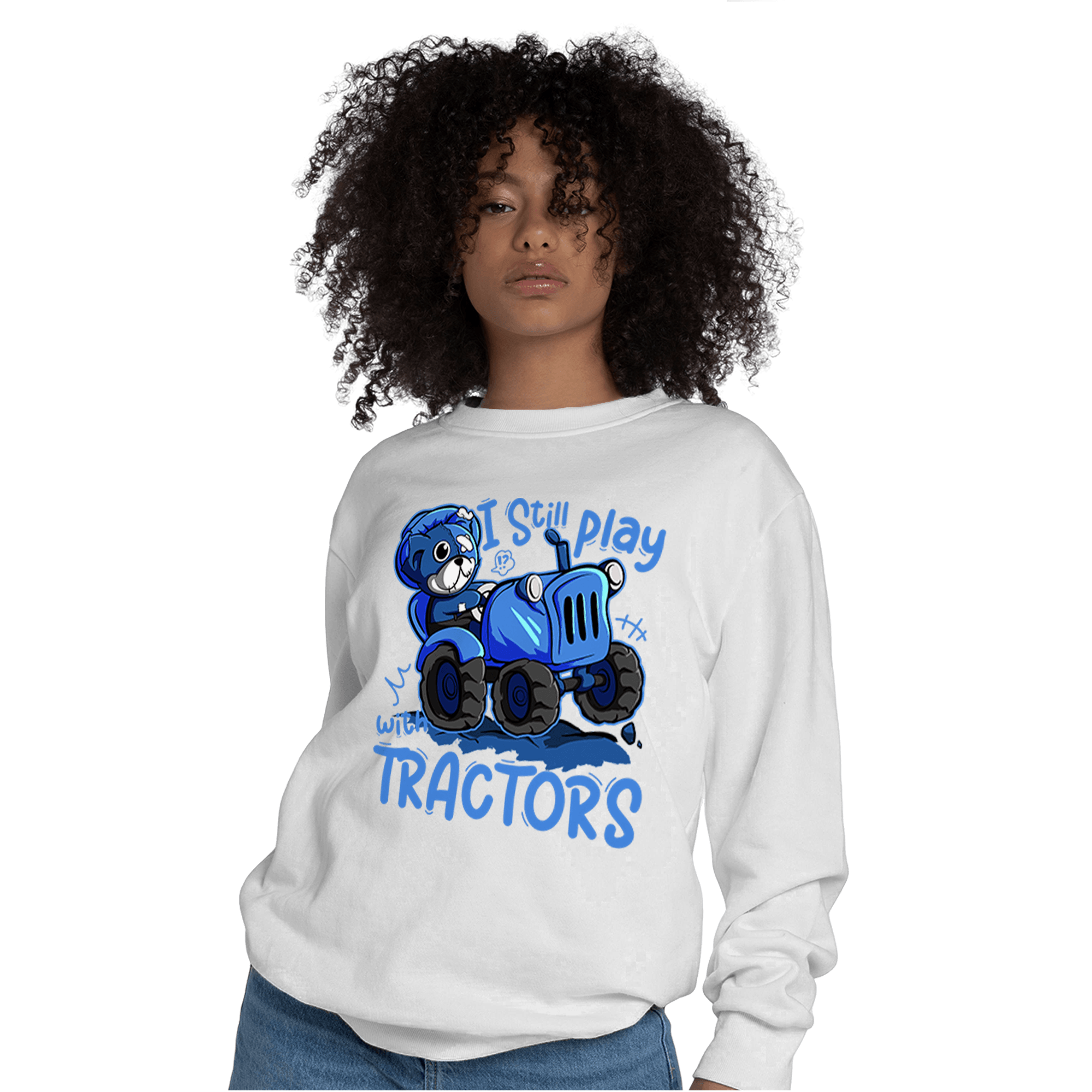 University Blue Toe 1s Sweatshirt Match Play With Tractors BER - NastyJamz