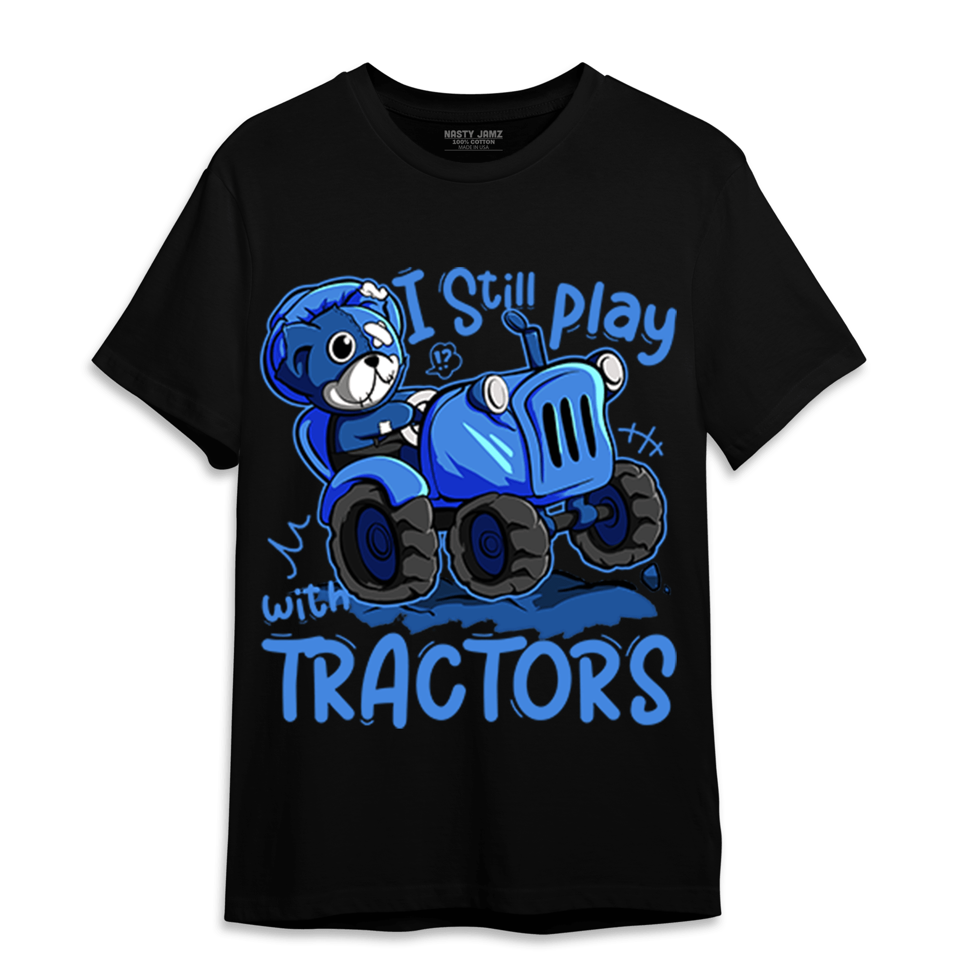 University Blue Toe 1s T Shirt Match Play With Tractors BER - NastyJamz