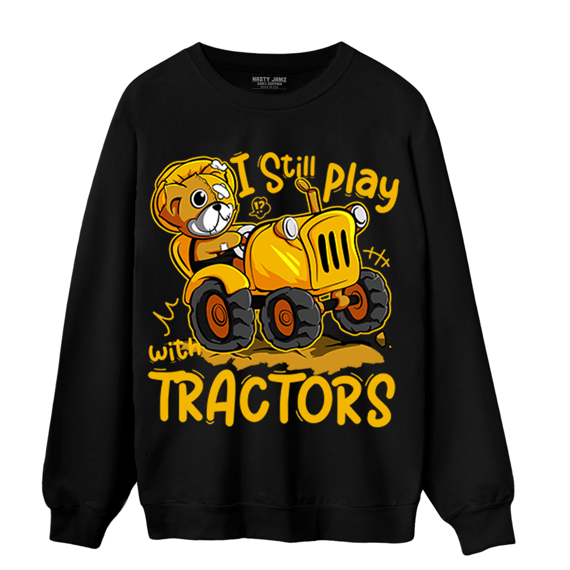 Yellow Ochre 1s Sweatshirt Match Play With Tractors BER - NastyJamz