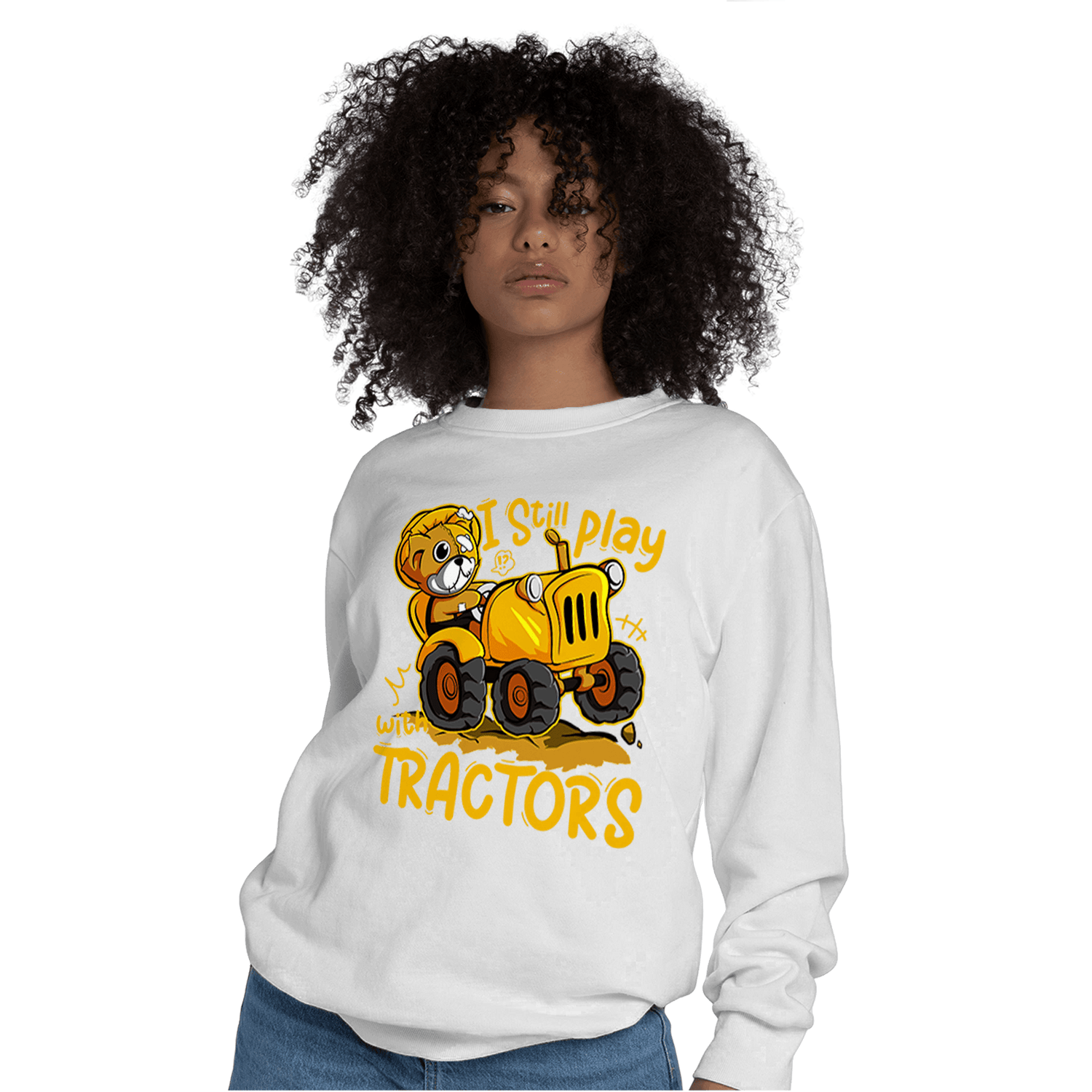 Yellow Ochre 1s Sweatshirt Match Play With Tractors BER - NastyJamz