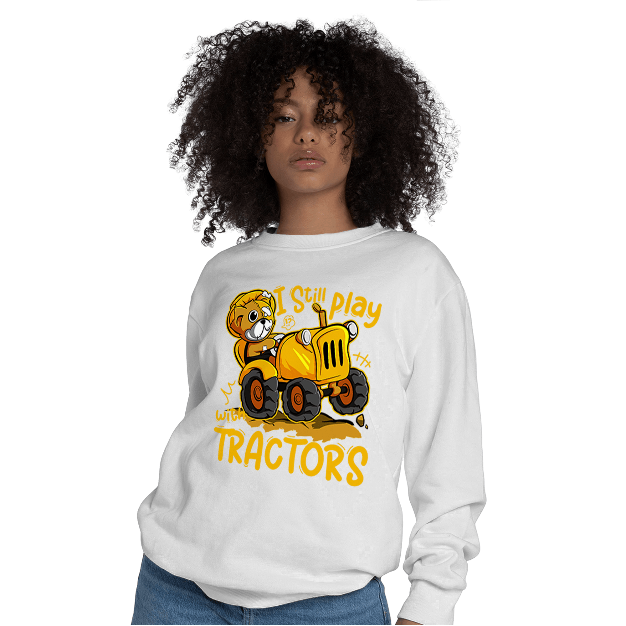 Yellow Ochre 1s Sweatshirt Match Play With Tractors BER - NastyJamz