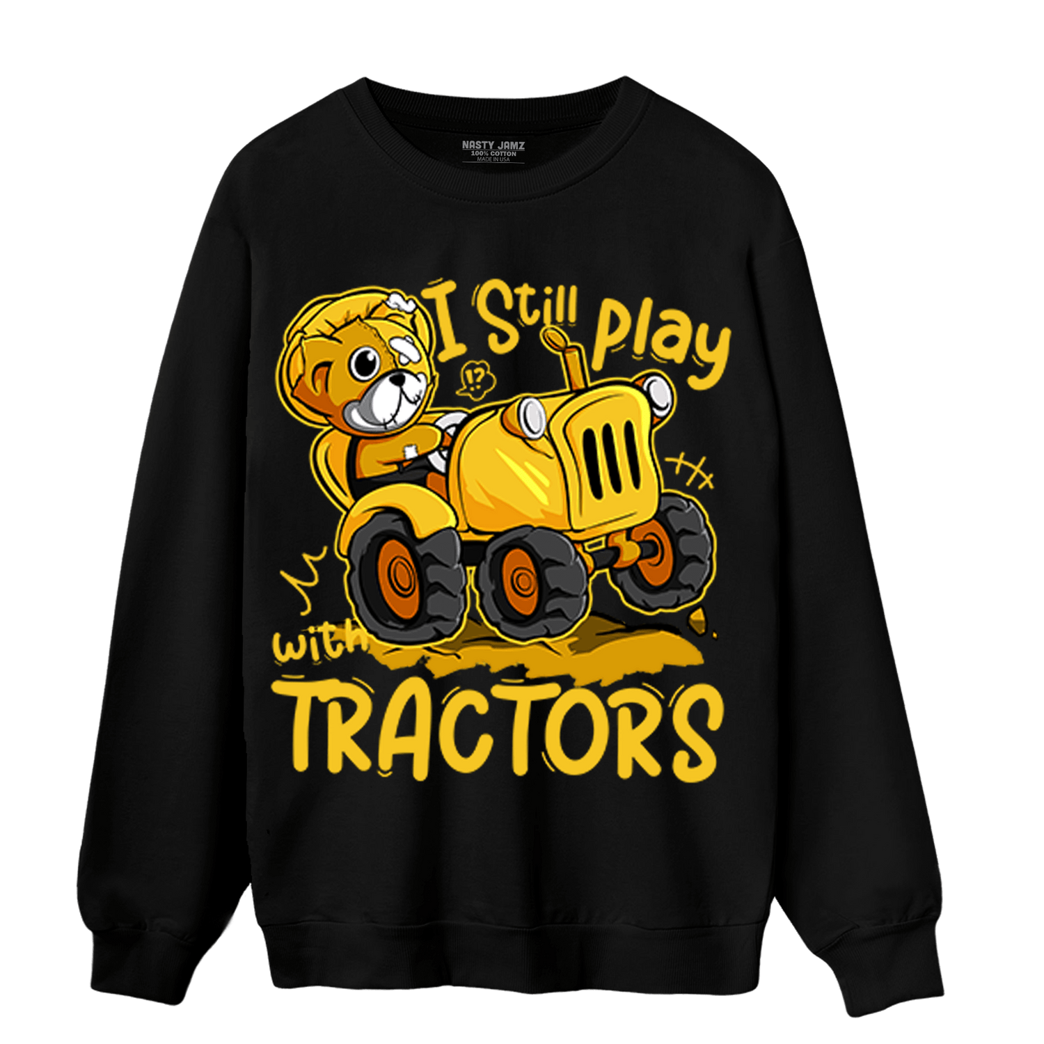Yellow Ochre 6s Sweatshirt Match Play With Tractors BER - NastyJamz