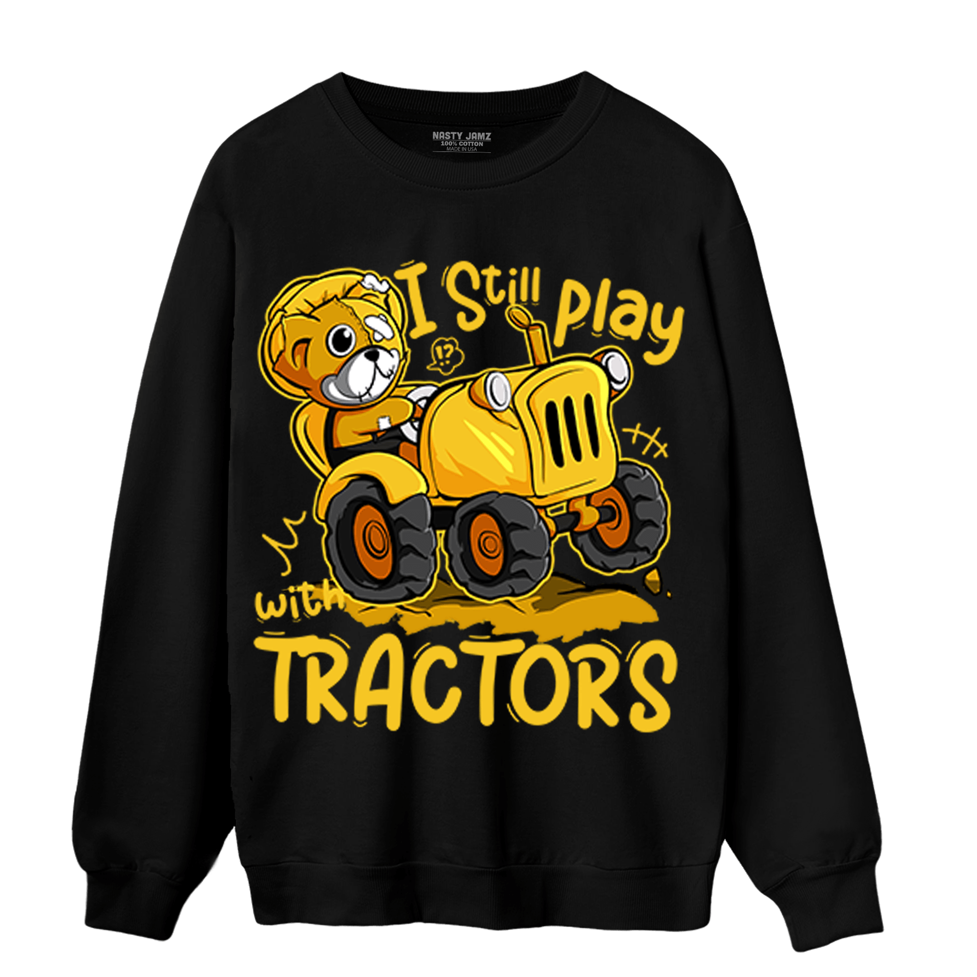 Yellow Ochre 6s Sweatshirt Match Play With Tractors BER - NastyJamz