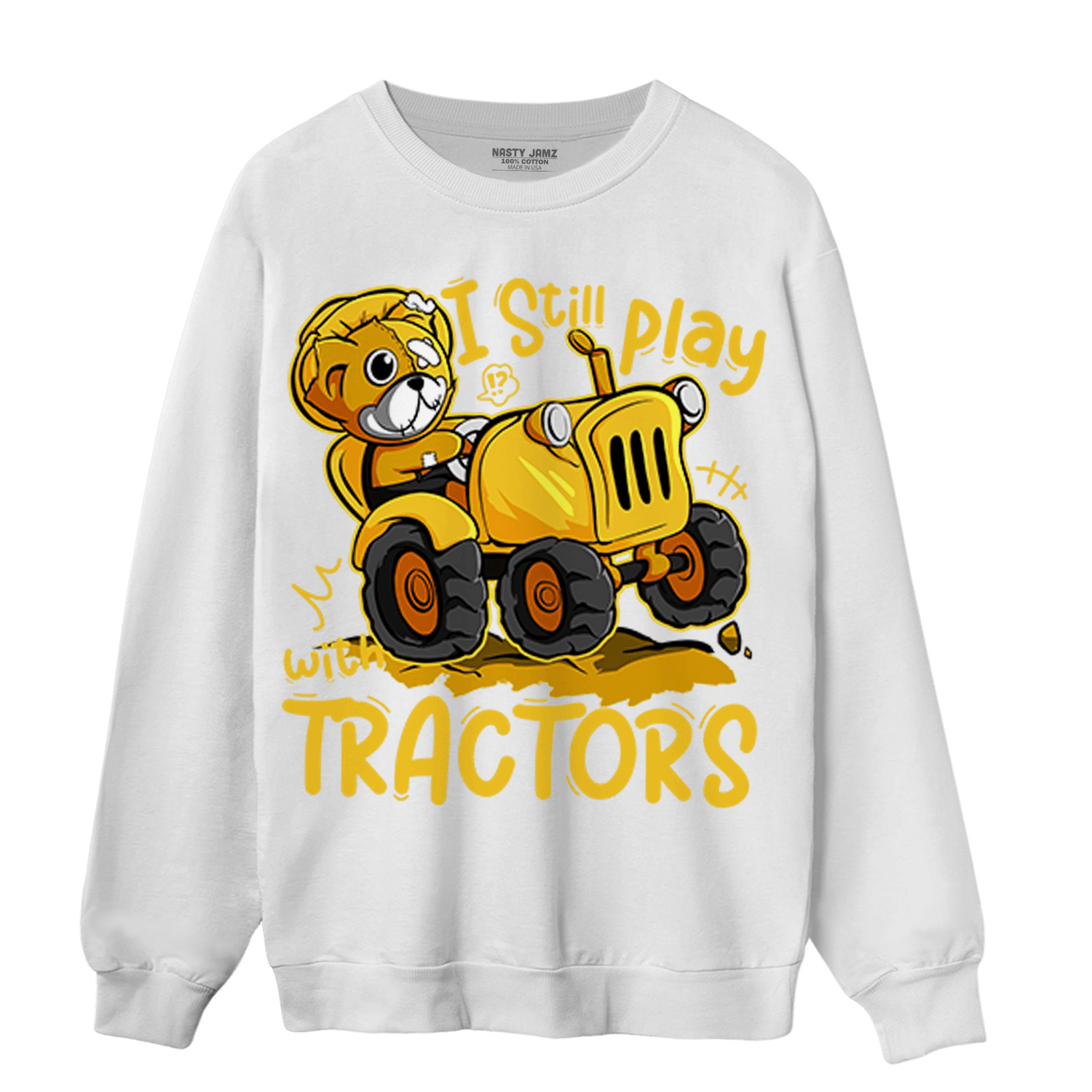 Yellow Ochre 6s Sweatshirt Match Play With Tractors BER - NastyJamz