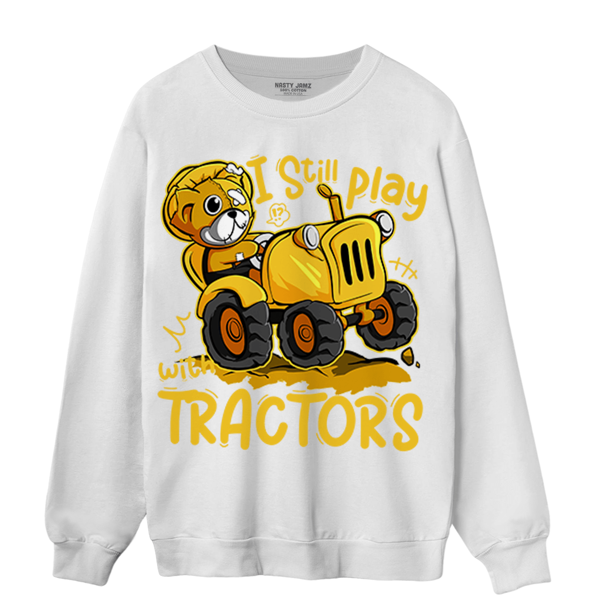 Yellow Ochre 6s Sweatshirt Match Play With Tractors BER - NastyJamz