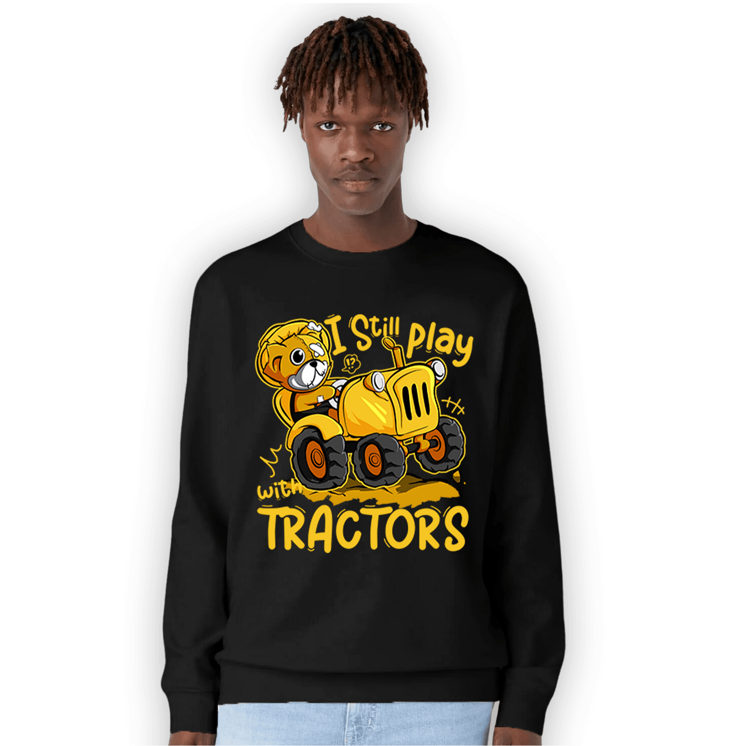 Yellow Ochre 6s Sweatshirt Match Play With Tractors BER - NastyJamz