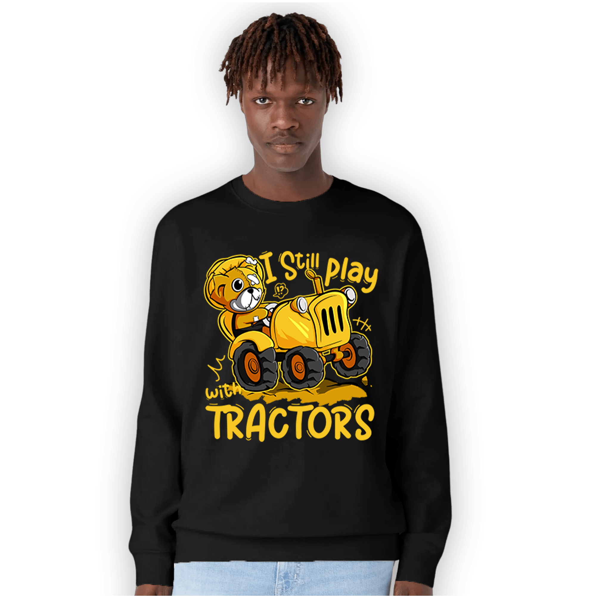 Yellow Ochre 6s Sweatshirt Match Play With Tractors BER - NastyJamz