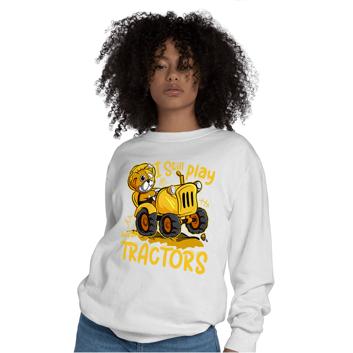 Yellow Ochre 6s Sweatshirt Match Play With Tractors BER - NastyJamz