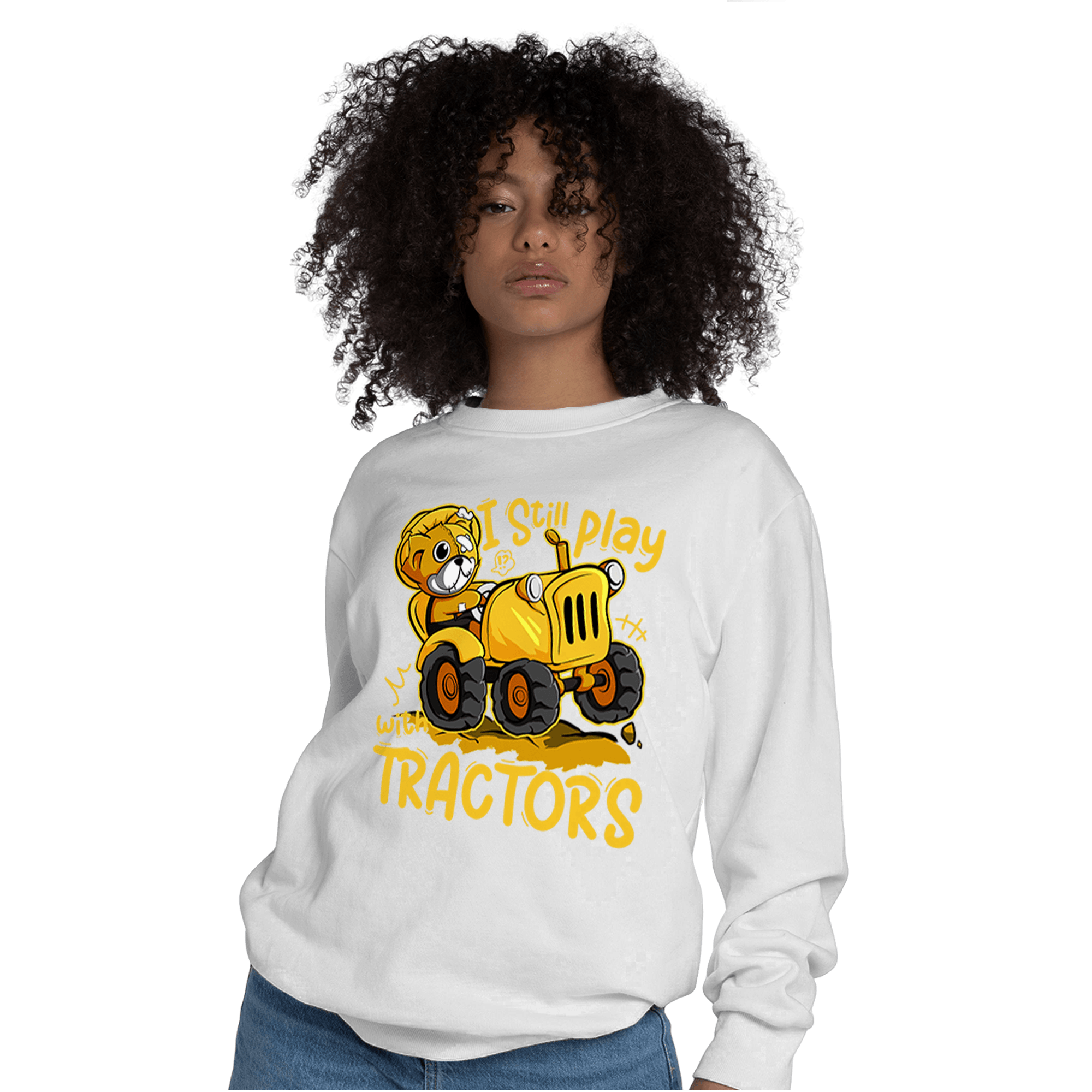 Yellow Ochre 6s Sweatshirt Match Play With Tractors BER - NastyJamz