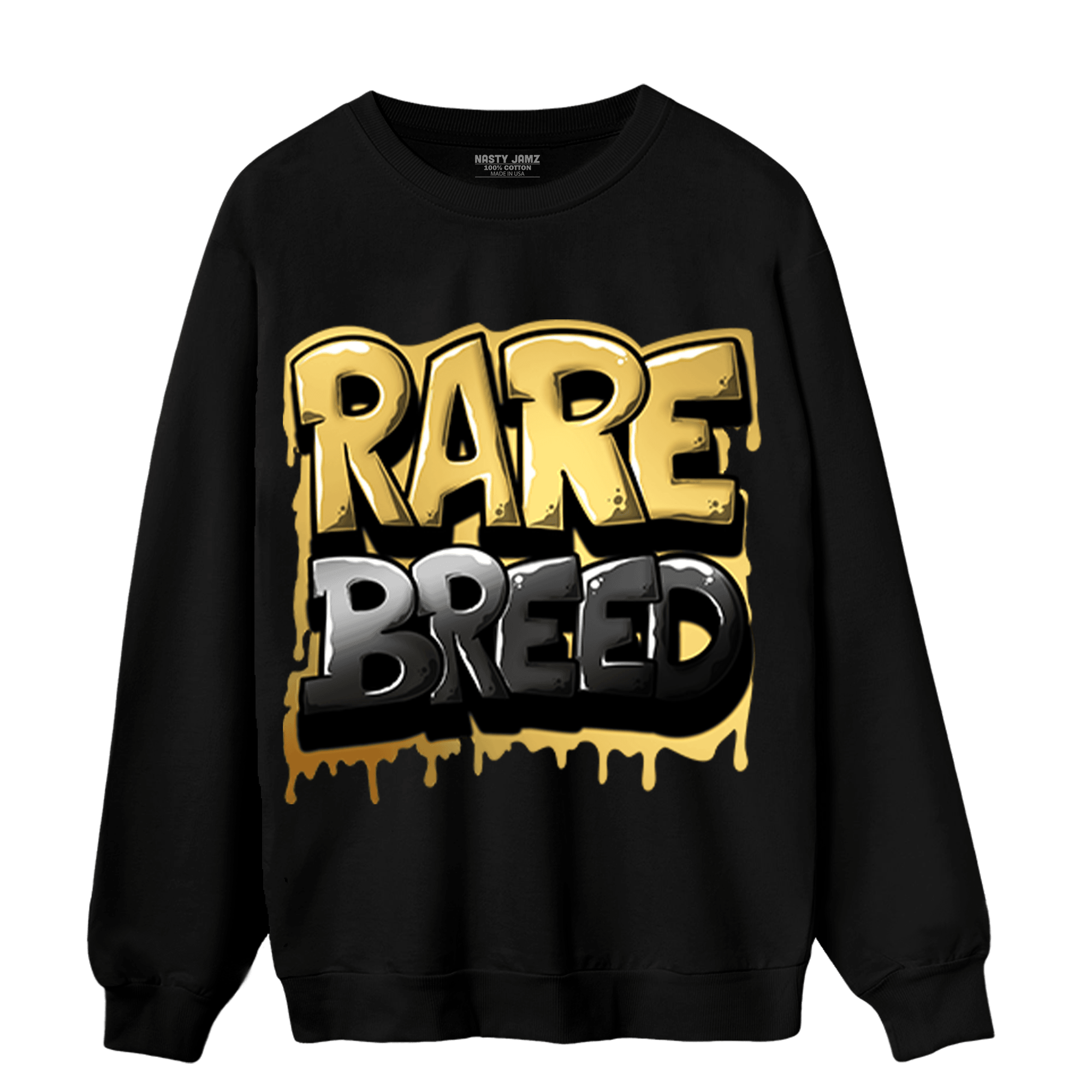 Mid SE Black Gold 1s Sweatshirt Match Rare Breed - NastyJamz