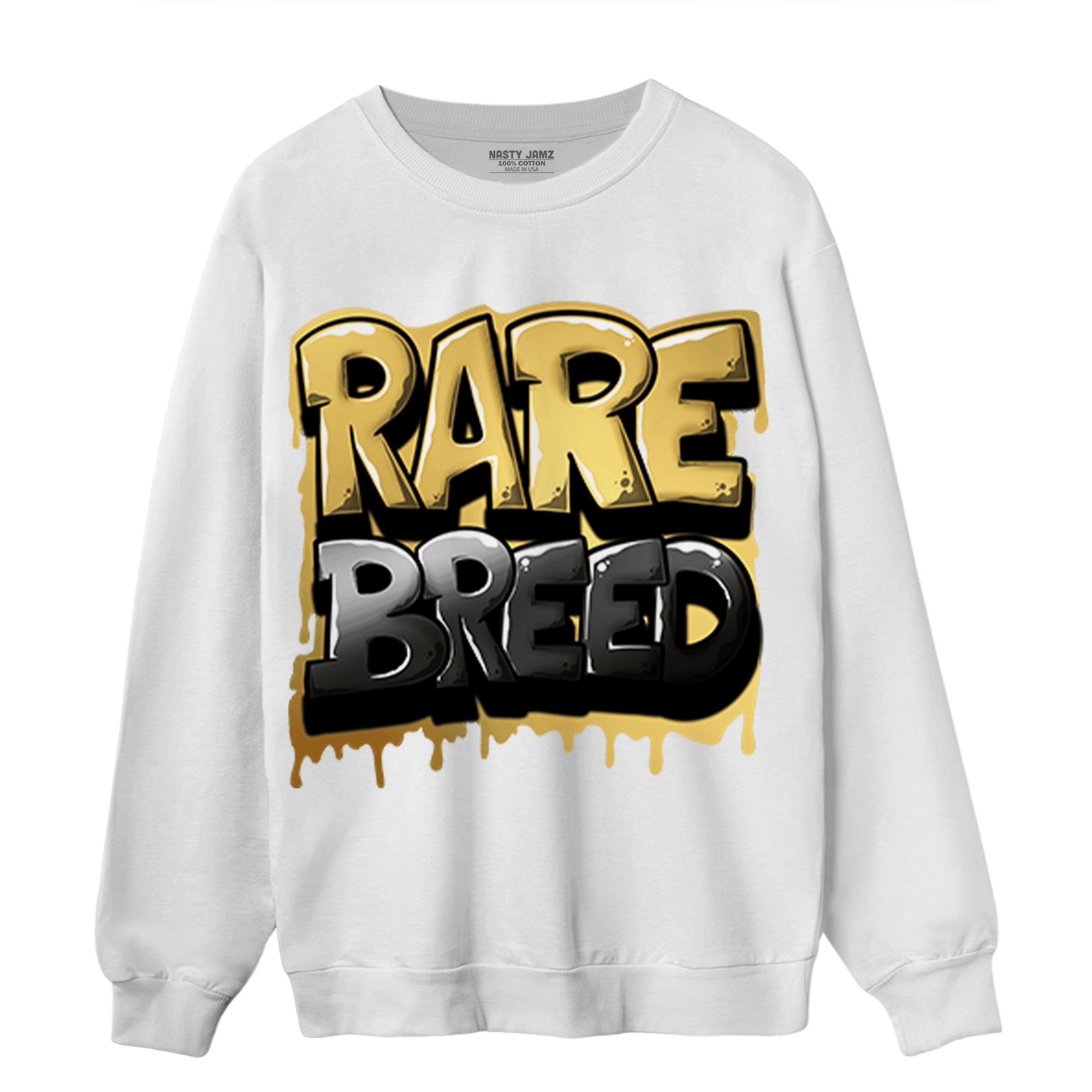 Mid SE Black Gold 1s Sweatshirt Match Rare Breed - NastyJamz