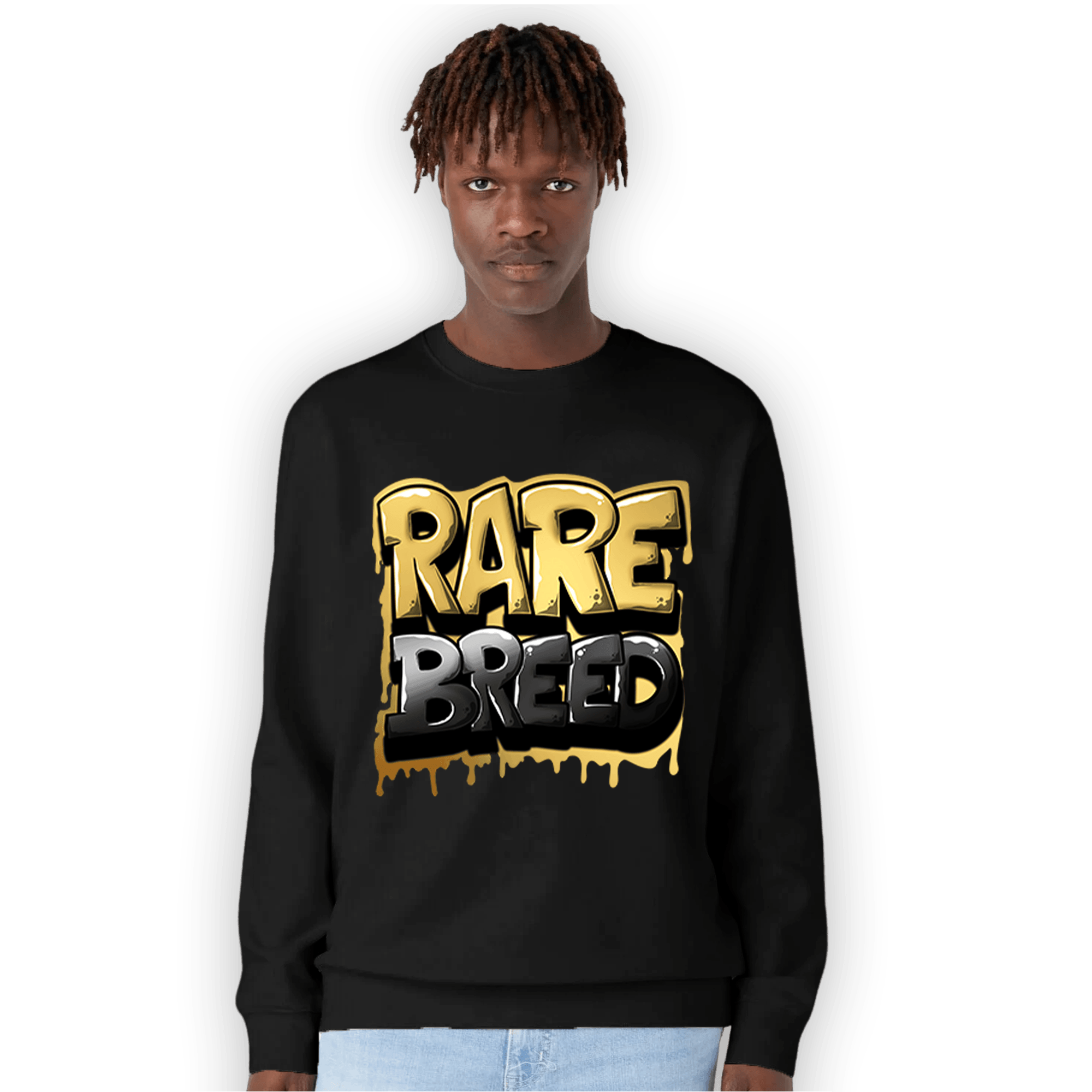 Mid SE Black Gold 1s Sweatshirt Match Rare Breed - NastyJamz