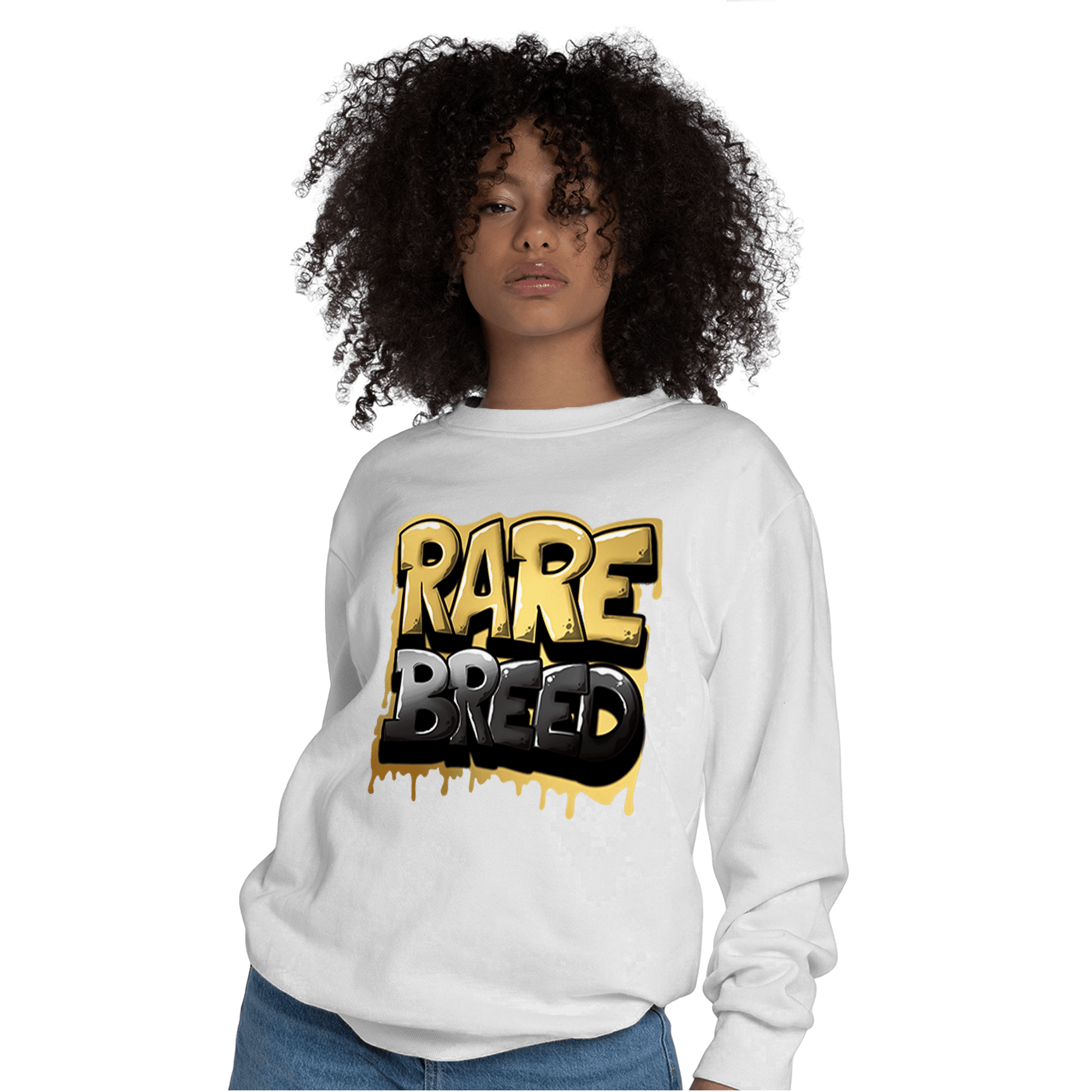 Mid SE Black Gold 1s Sweatshirt Match Rare Breed - NastyJamz