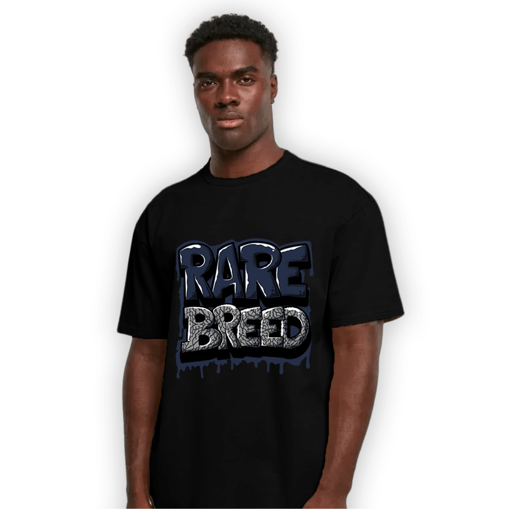 White Navy 3s T Shirt Match Rare Breed - NastyJamz