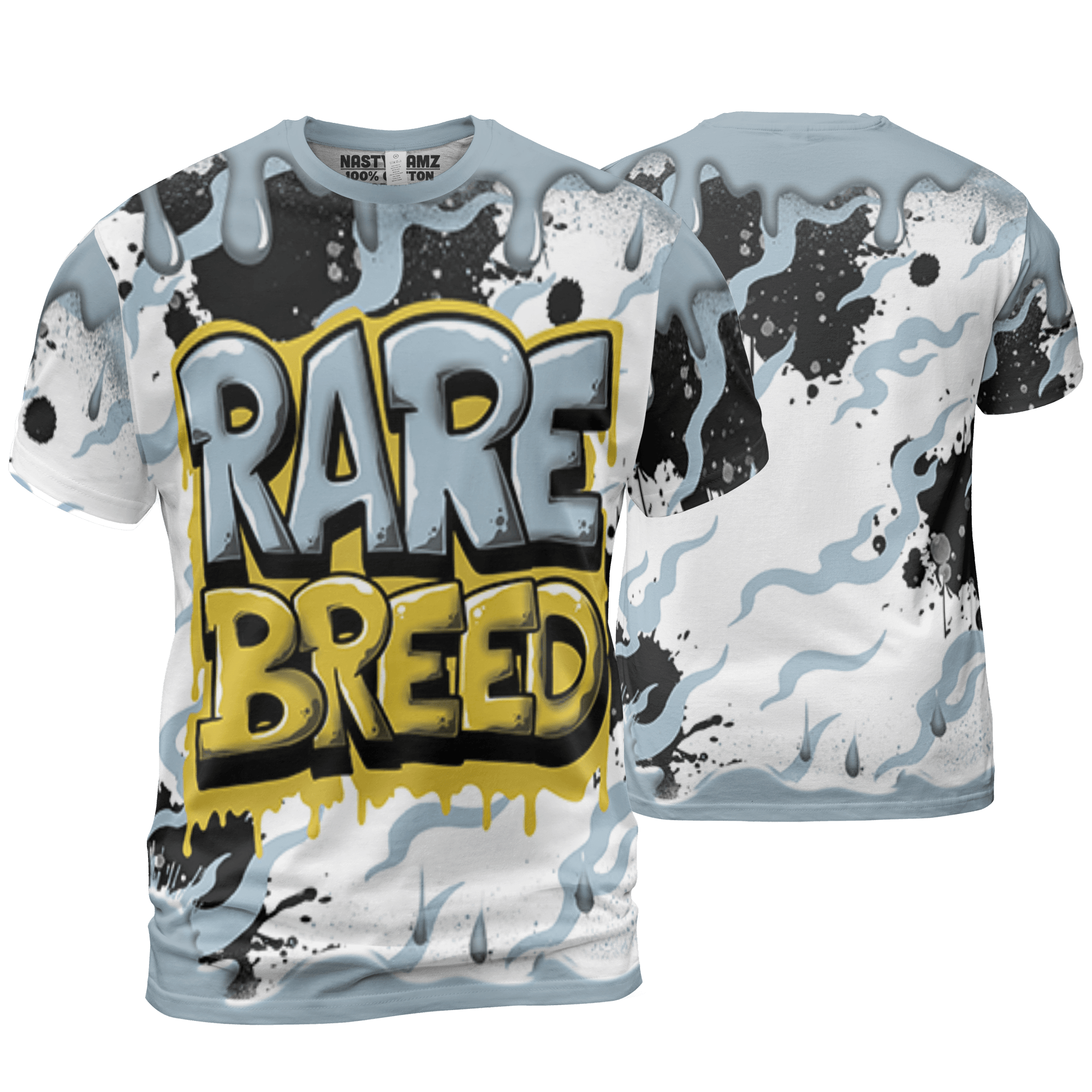 Blue Grey 13s T Shirt Match Rare Breed 3D All-Over Print Drippin - NastyJamz