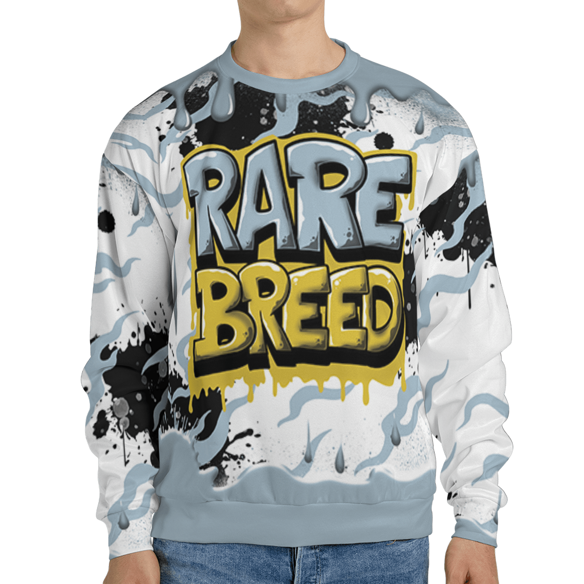 Blue Grey 13s Sweatshirt Match Rare Breed 3D All-Over Print Drippin - NastyJamz