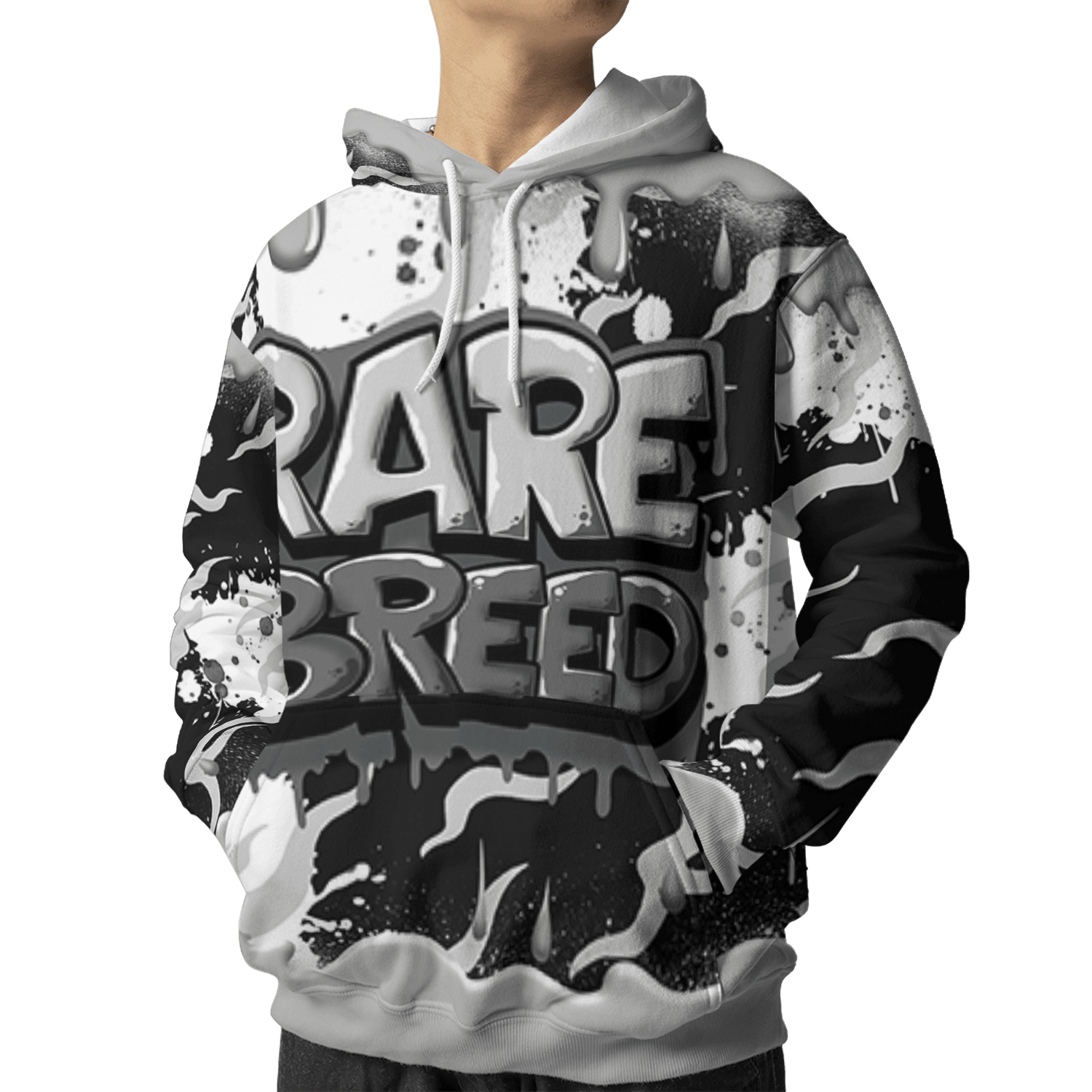 Retro High OG Black White 1s Hoodie Match Rare Breed 3D All-Over Print Drippin - NastyJamz