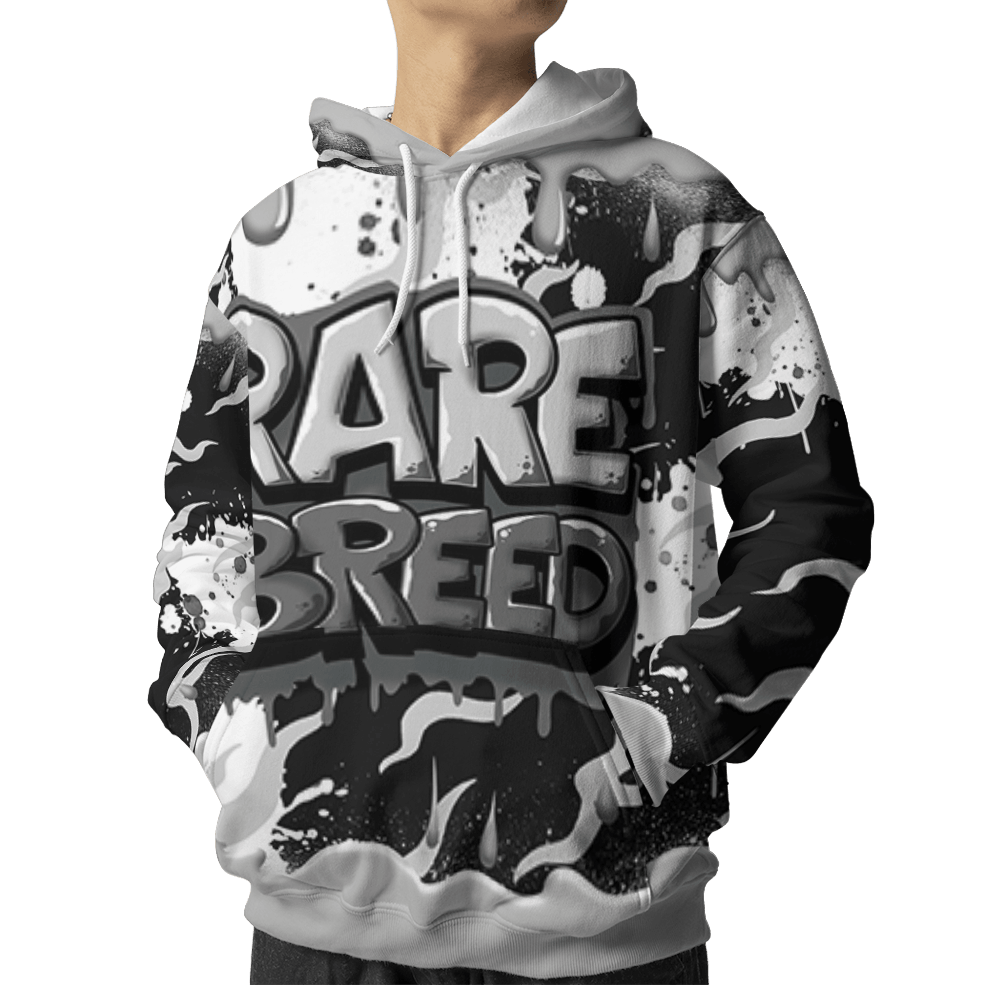 Retro High OG Black White 1s Hoodie Match Rare Breed 3D All-Over Print Drippin - NastyJamz