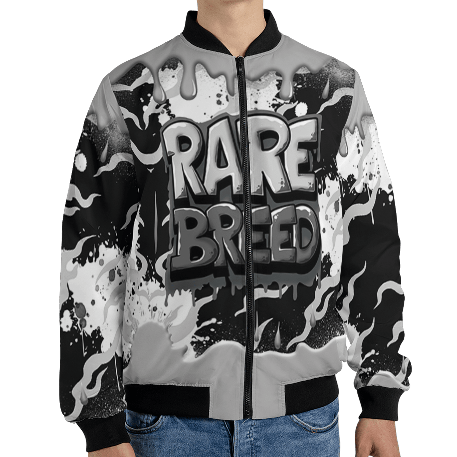 Retro High OG Black White 1s Jacket Match Rare Breed 3D All-Over Print Drippin - NastyJamz